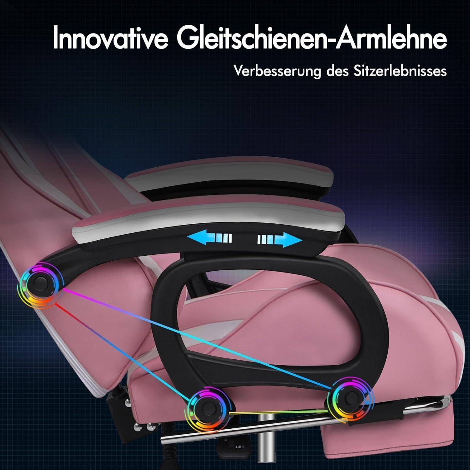 Bürostuhl ergonomisch mit Massage-Lendenkissen, Rosa