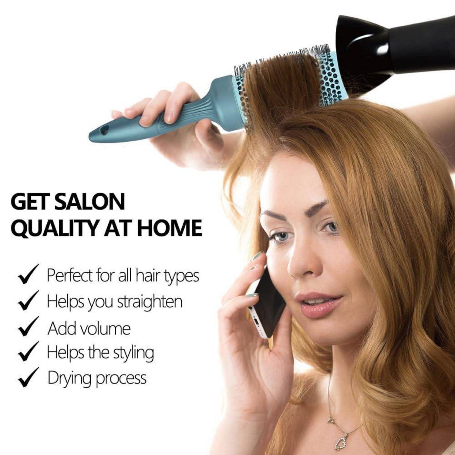 Haar-Rundbürste Set Föhnen Glätten Salon Styling Keramik Antistatische