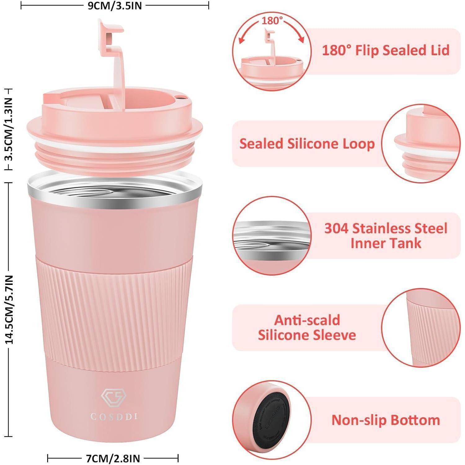 Thermobecher Isolierbecher Edelstahl Travel Mug 380ml mit Deckel
