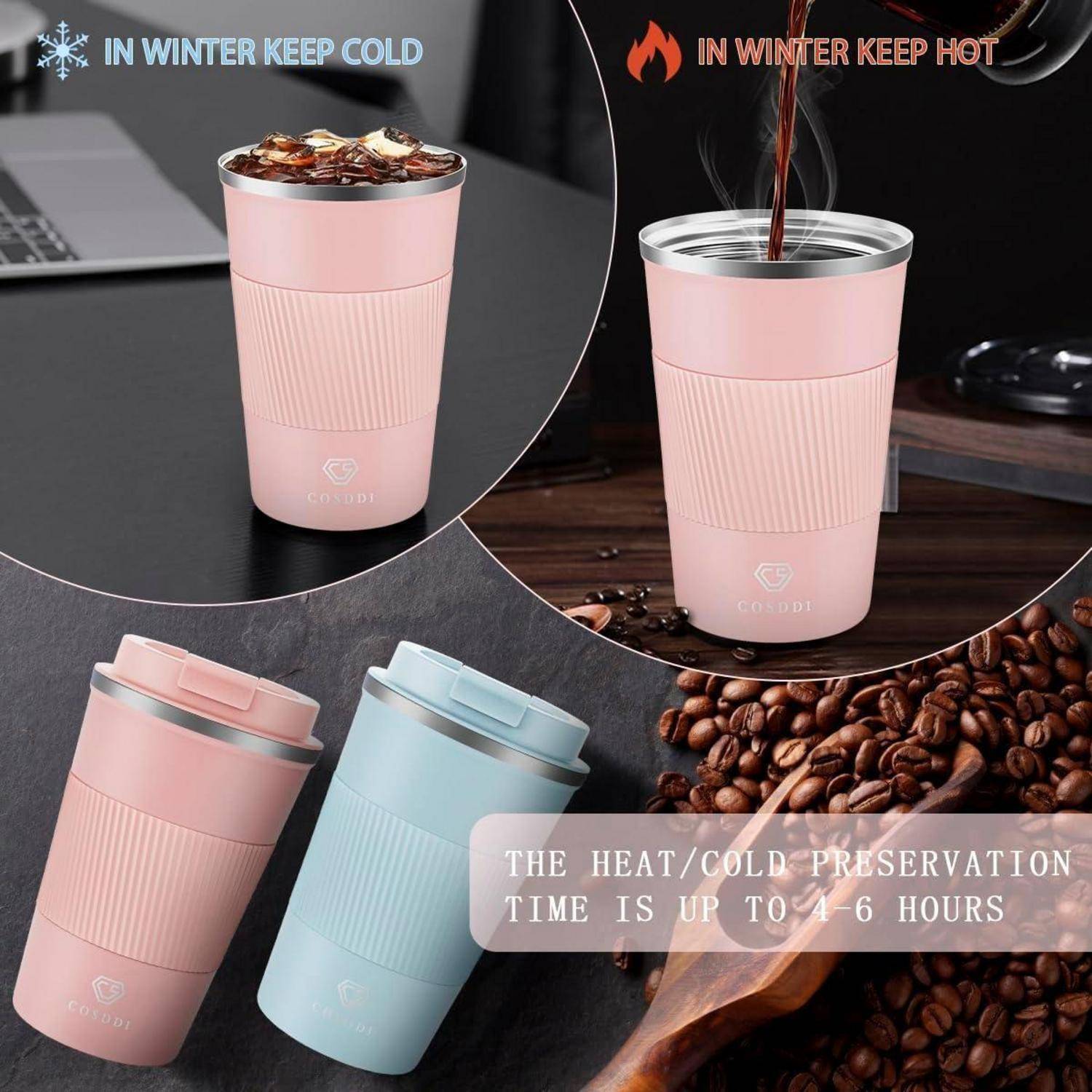 Thermobecher Isolierbecher Edelstahl Travel Mug 380ml mit Deckel