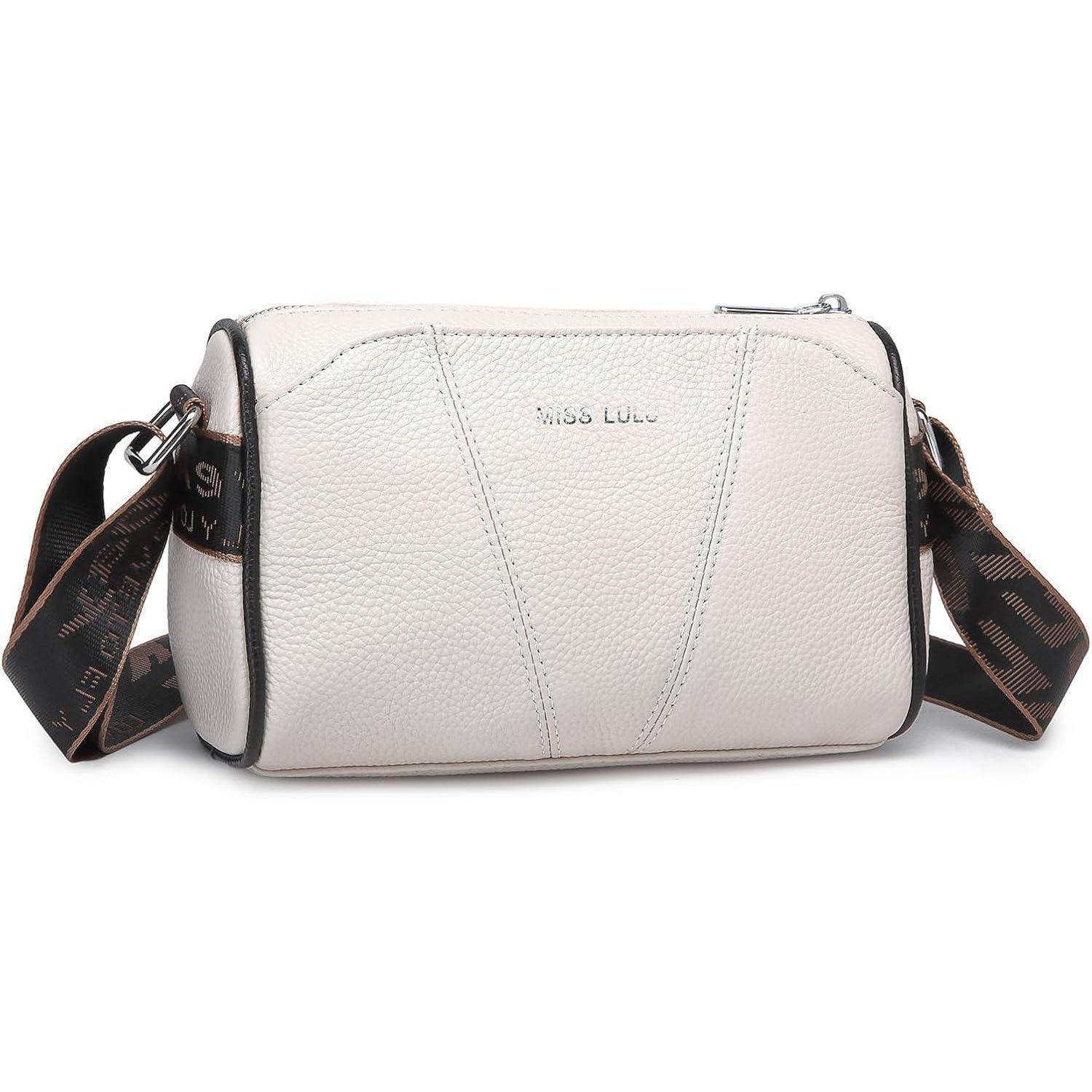Damen Crossbody Bag aus echtem Leder mit breitem Gurt und abnehmbarem