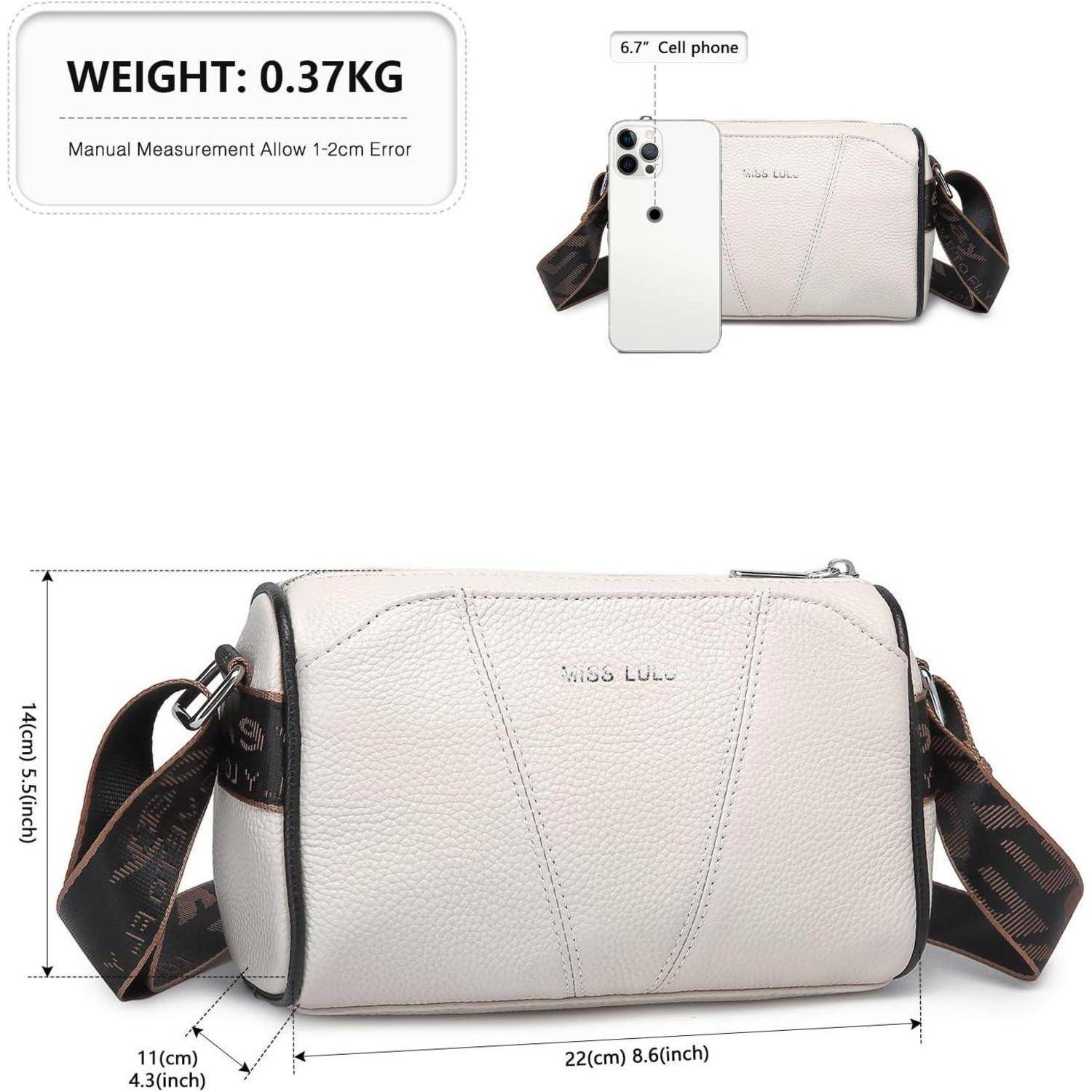Damen Crossbody Bag aus echtem Leder mit breitem Gurt und abnehmbarem
