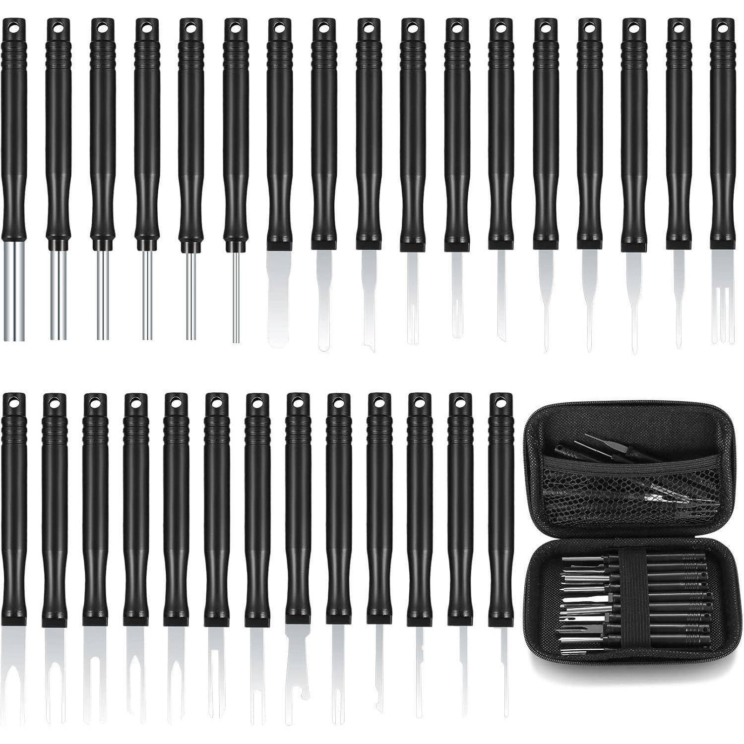 Werkzeugsatz Terminal Entferner KFZ Kabel Stecker Pin 30 Schwarz 30pcs