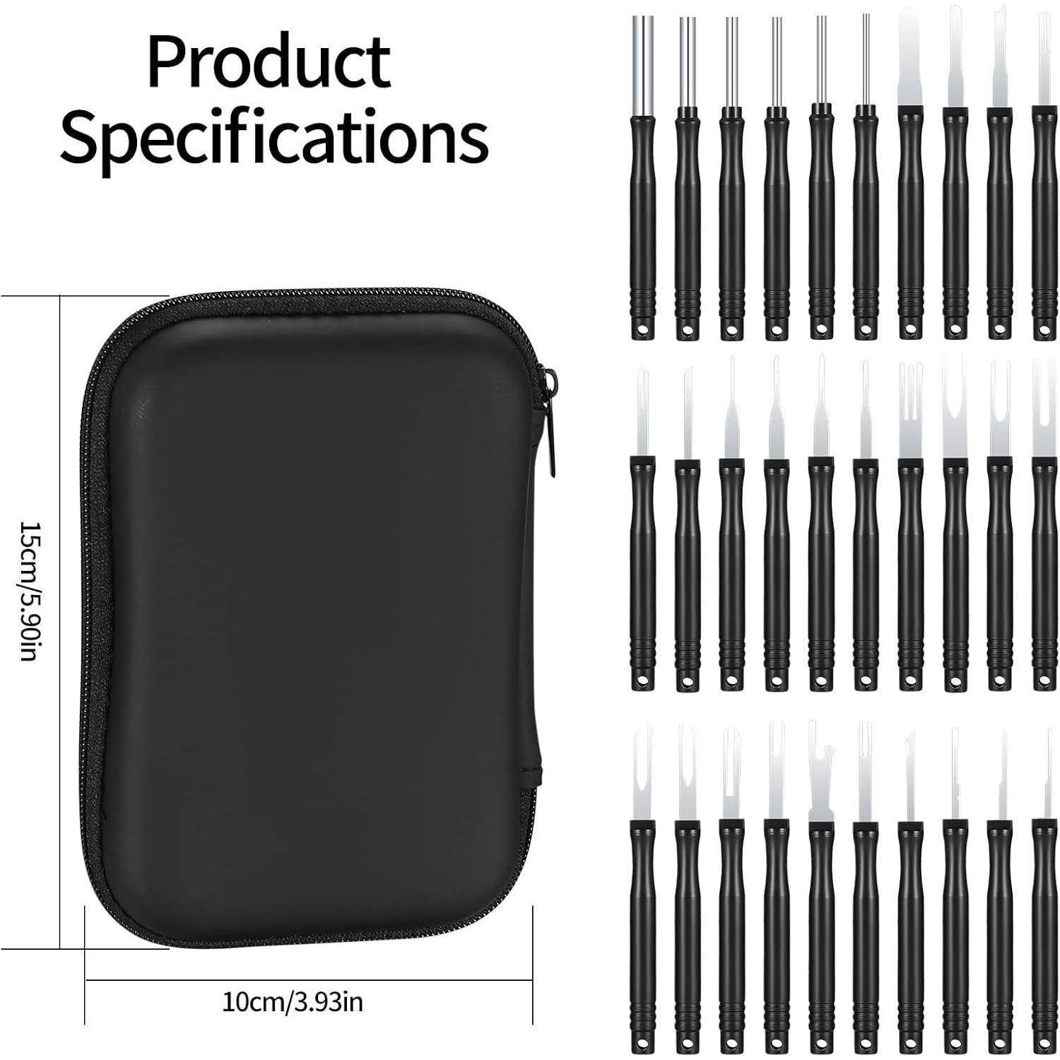 Werkzeugsatz Terminal Entferner KFZ Kabel Stecker Pin 30 Schwarz 30pcs