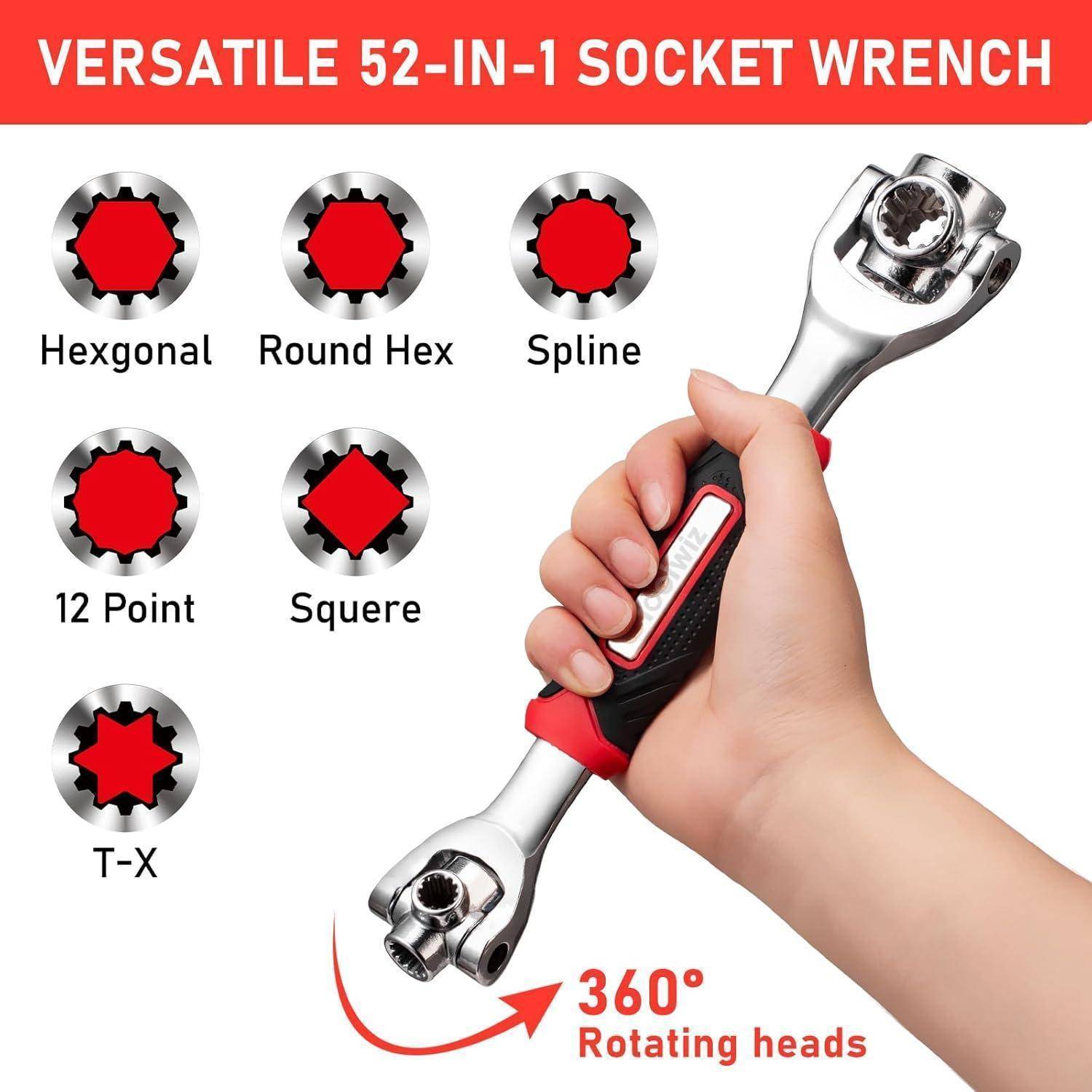 Steckschlüssel 52 in 1 Edelstahl 360 Grad drehbar