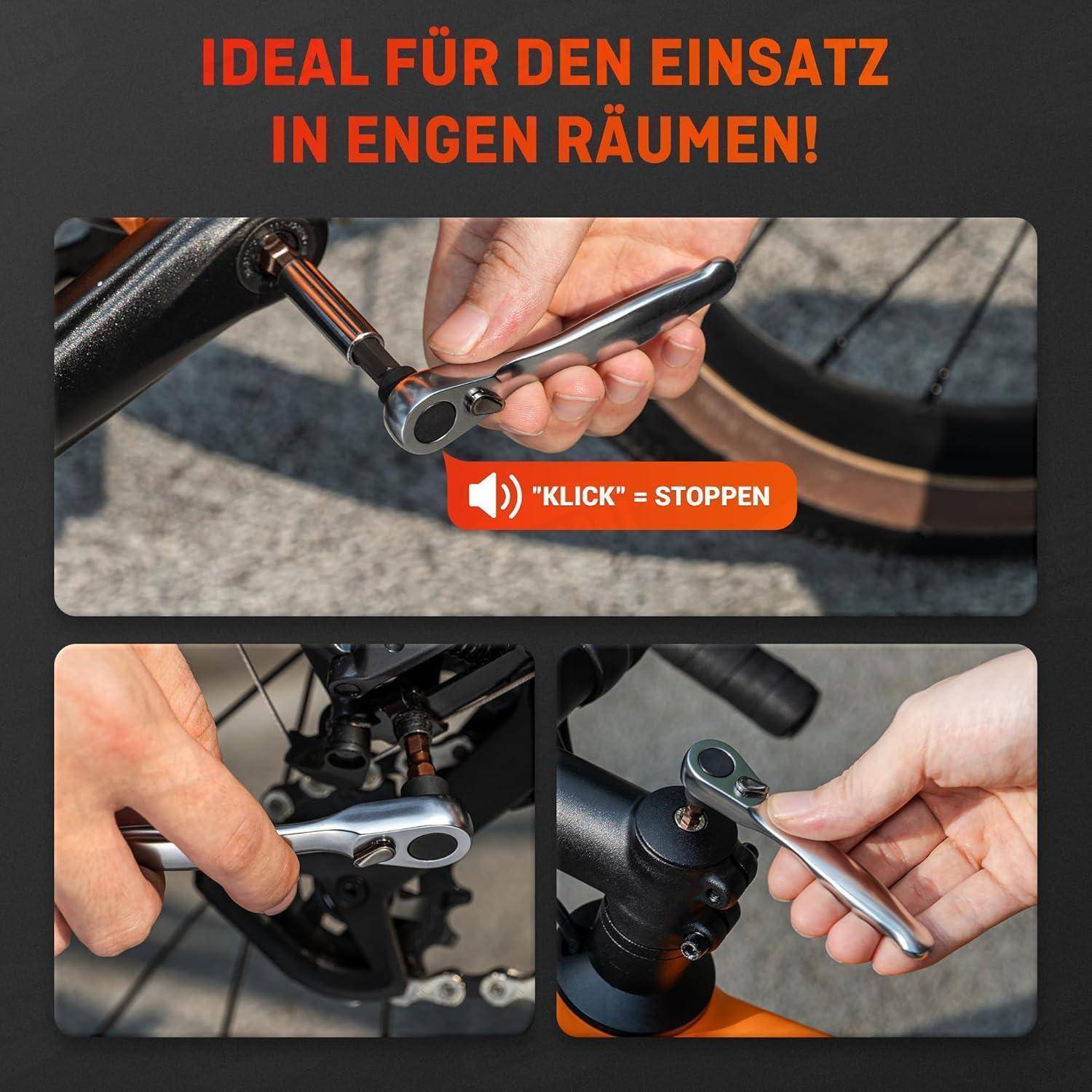 Ratschenschlüssel Mini 1/4 Zoll 72 Zähne 12-teiliges Fahrradset