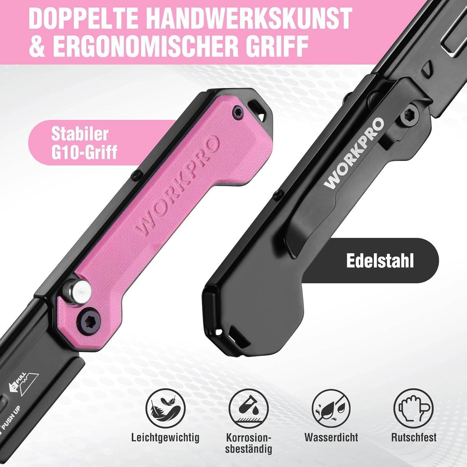 Ein Utility-Messer mit doppelter Handwerkskunst und ergonomischem Griff. Zu den Merkmalen gehören ein stabiler G10-Griff, leicht, korrosionsbeständig, wasserdicht und rutschfest.
