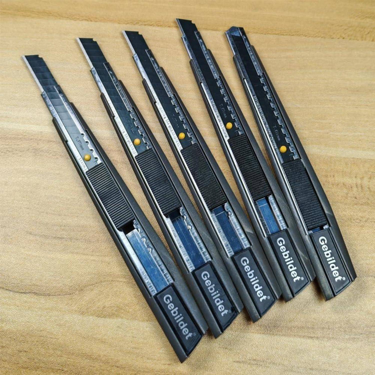 Cuttermesser 5er 9mm Klingen Rechts Linkshänder 60 Grad Messer schwarz