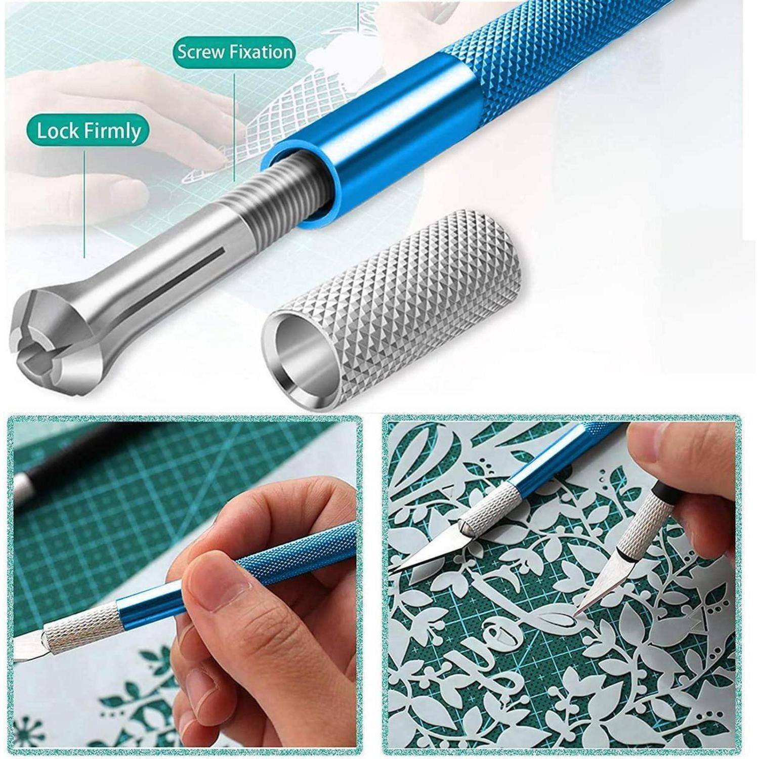 Cuttermesser 2 Stück 20 Ersatzklingen Skalpell Bastelmesser Blau