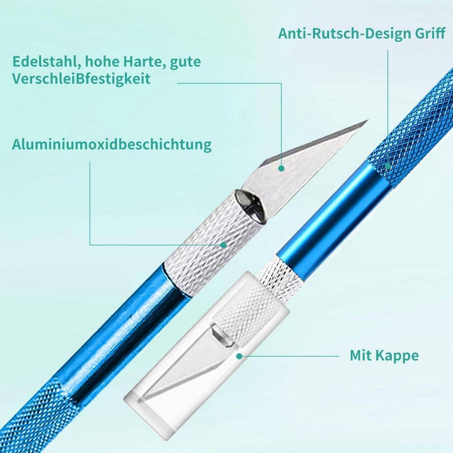 Cuttermesser 2 Stück 20 Ersatzklingen Skalpell Bastelmesser Blau