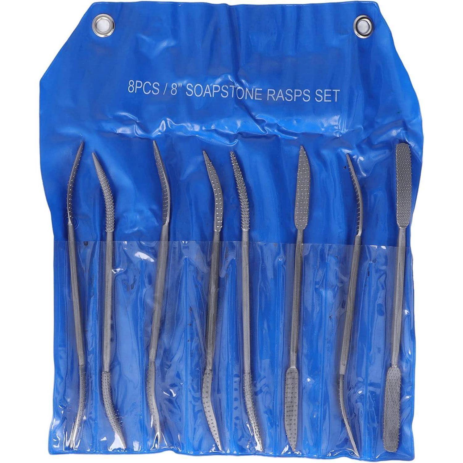 Eine blaue Werkzeugtasche enthält ein '8-teiliges / 8