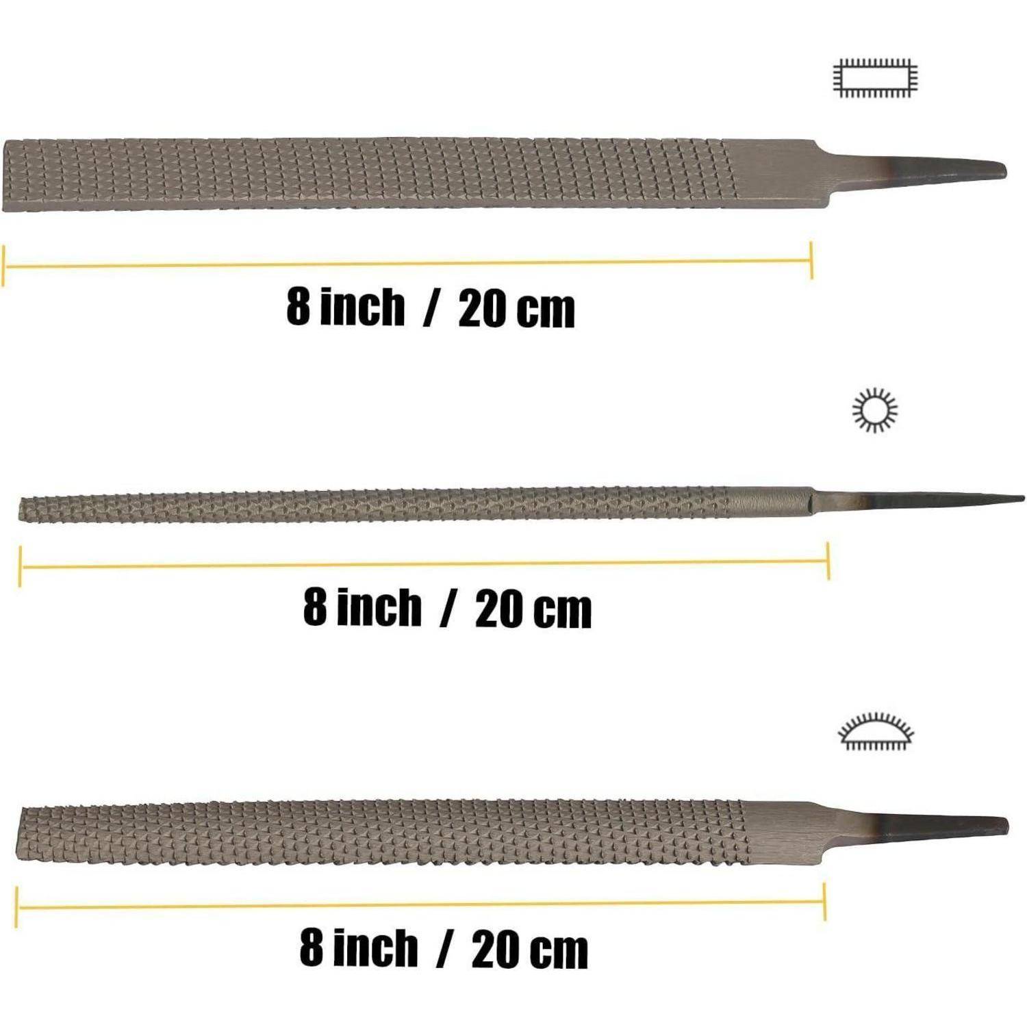 Holzraspel Set Flach Halbrund Rund 200mm Kunststoff Holzfeilen 3tlg