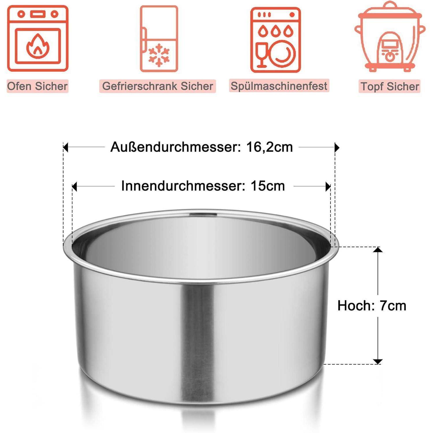 Runde Backform Edelstahl 16cm Tortenform 2er Set 7cm Tief