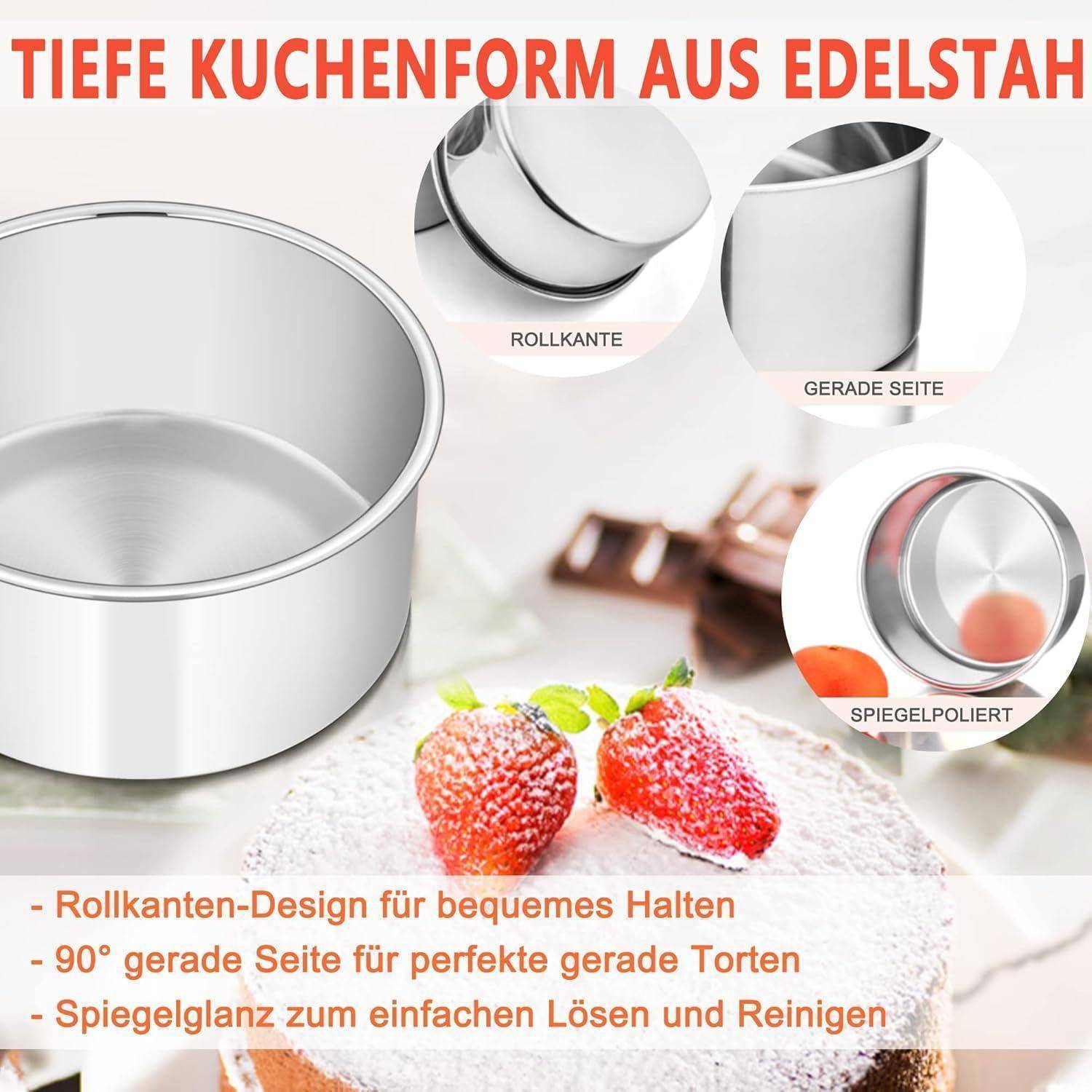 Runde Backform Edelstahl 16cm Tortenform 2er Set 7cm Tief