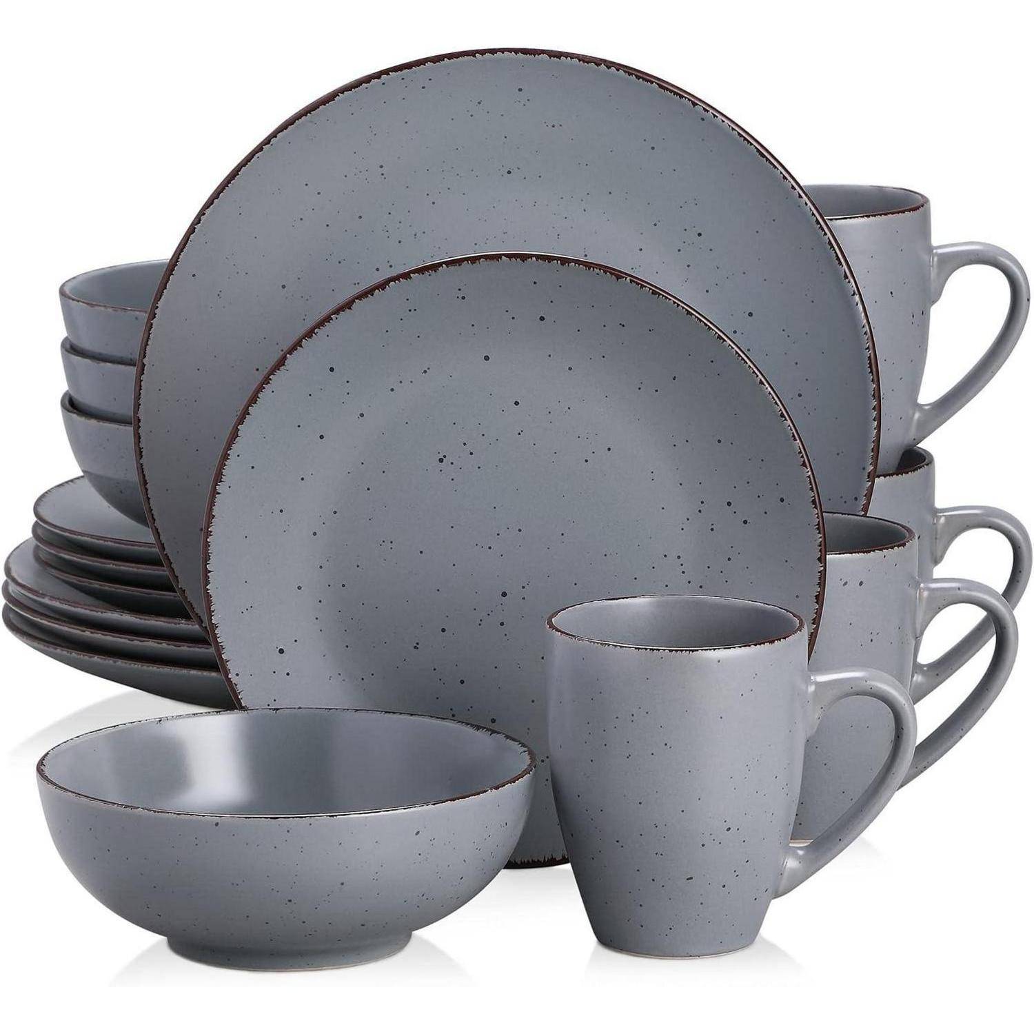 Tafelservice Steingut 16teilig Tassen Teller grau 16 Piece Set Grau