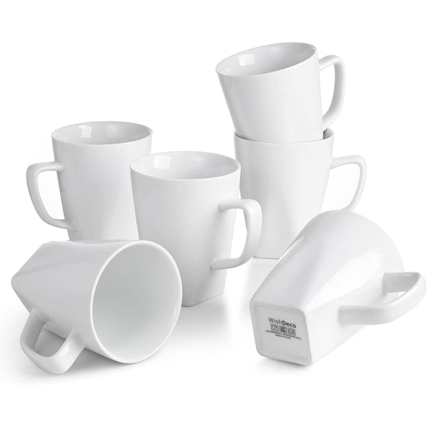 Kaffeebecher Set 6er Kaffeetassen Porzellan Weiß 400ml Henkel