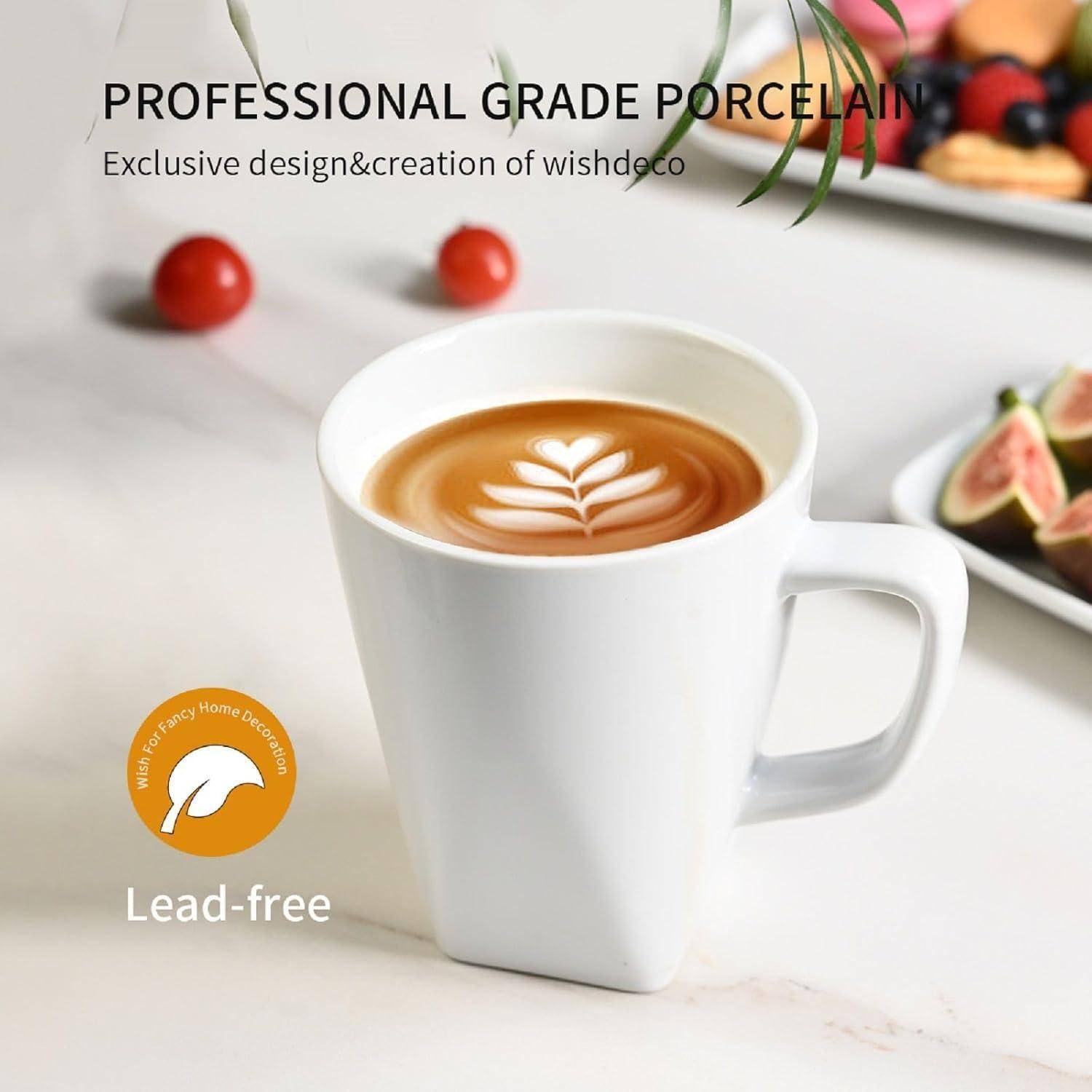 Kaffeebecher Set 6er Kaffeetassen Porzellan Weiß 400ml Henkel