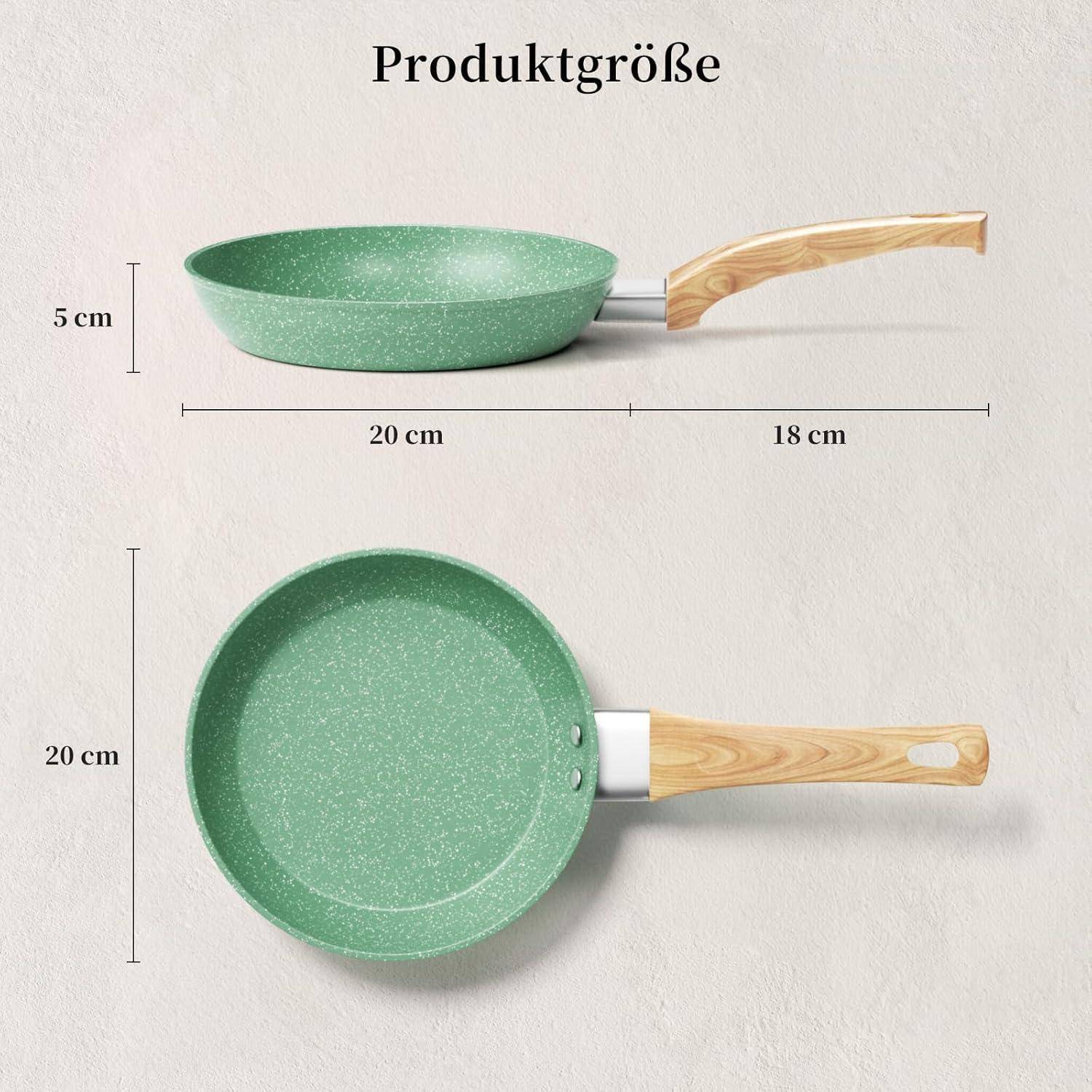 Antihaft Bratpfanne 20cm Granit Beschichtung Induktion Grün
