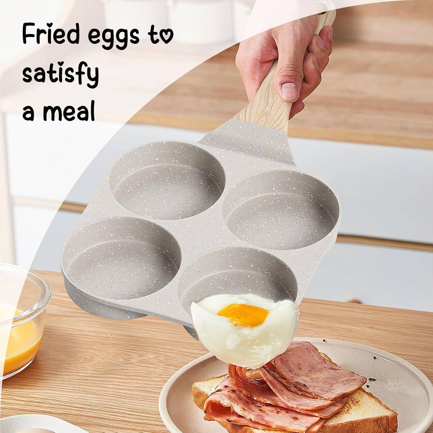 Pfanne Antihaft Induktion Eierpfanne Granit PFOAfrei 4 Omelette Beige