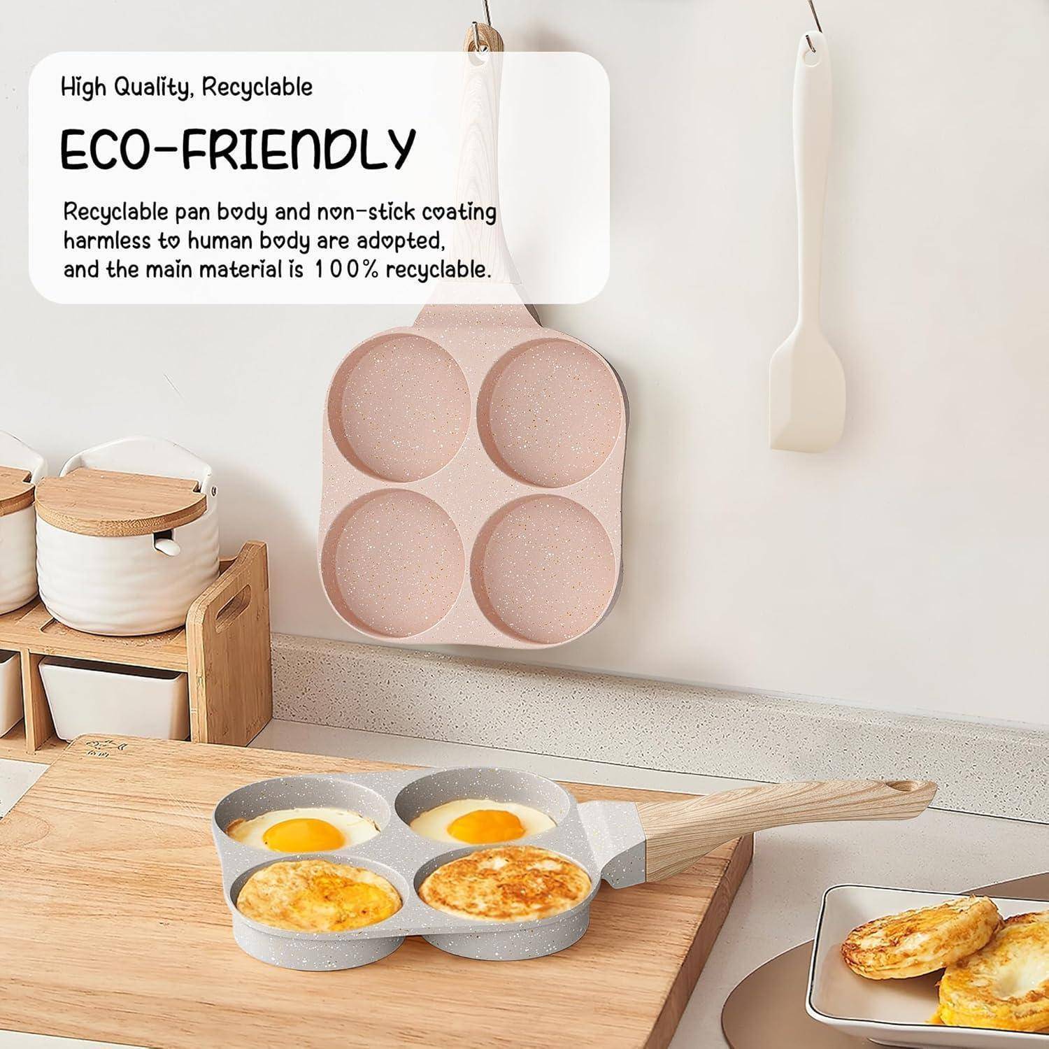 Pfanne Antihaft Induktion Eierpfanne Granit PFOAfrei 4 Omelette Beige