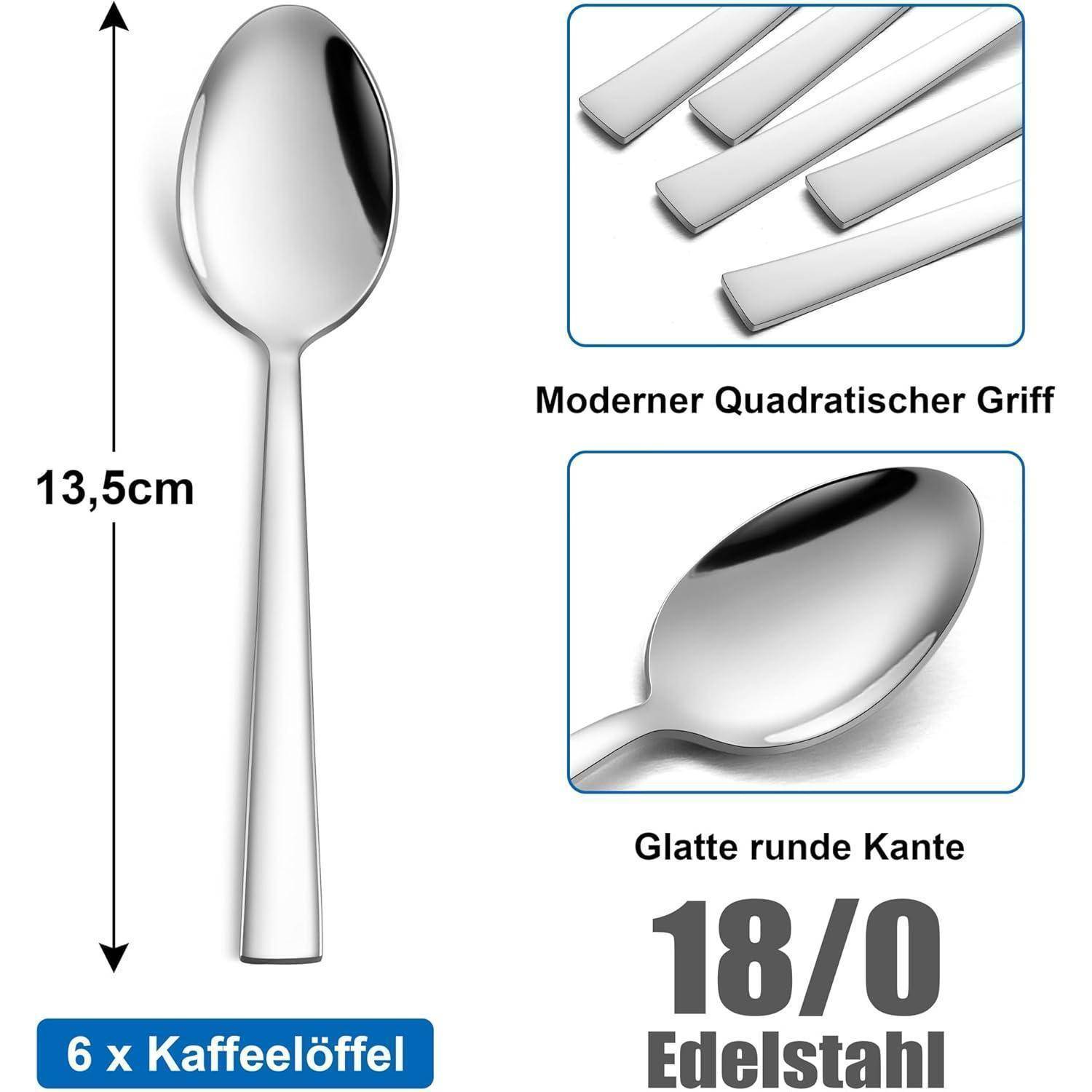 Kaffeelöffel Teelöffel Edelstahl spülmaschinenfest 6