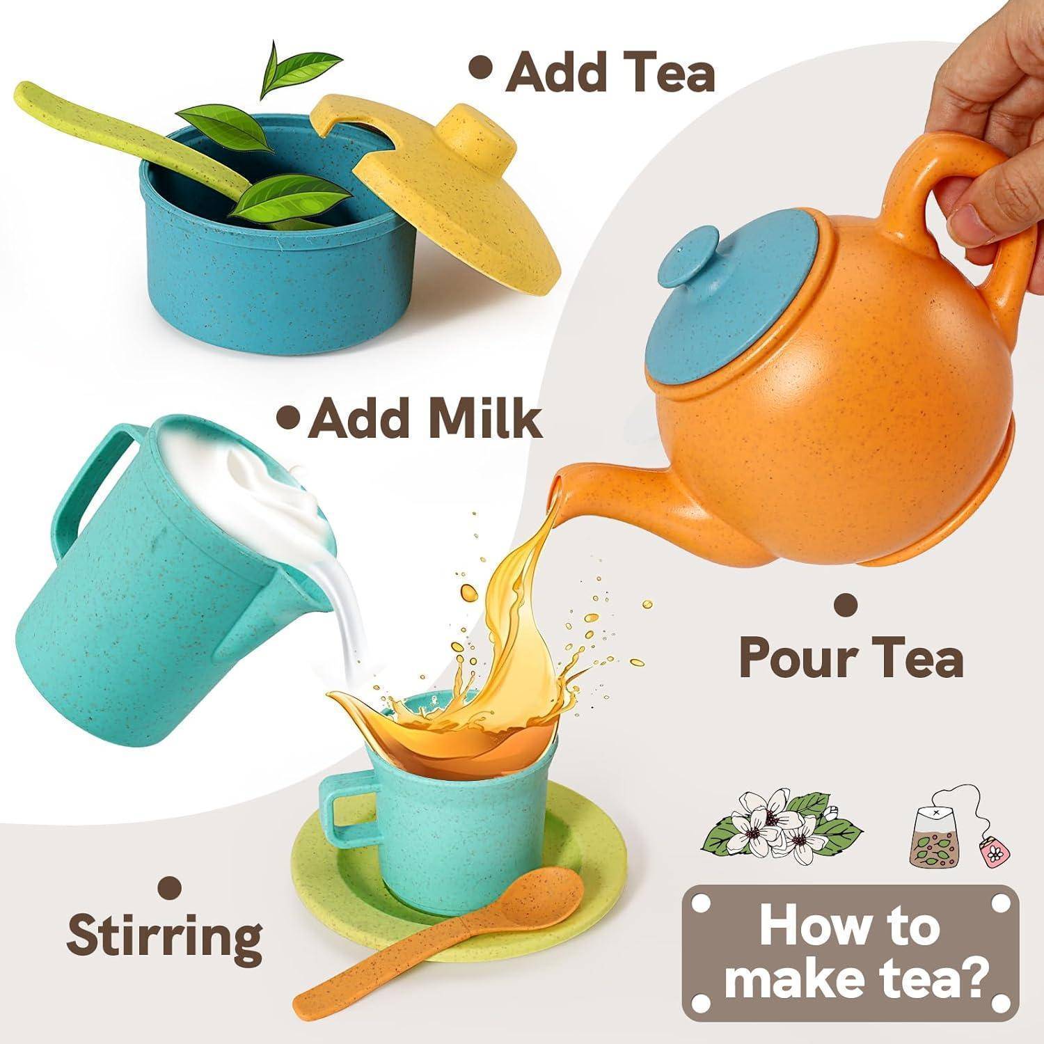 Teeservice Kinder 15-teilig Puppengeschirr Spielküche