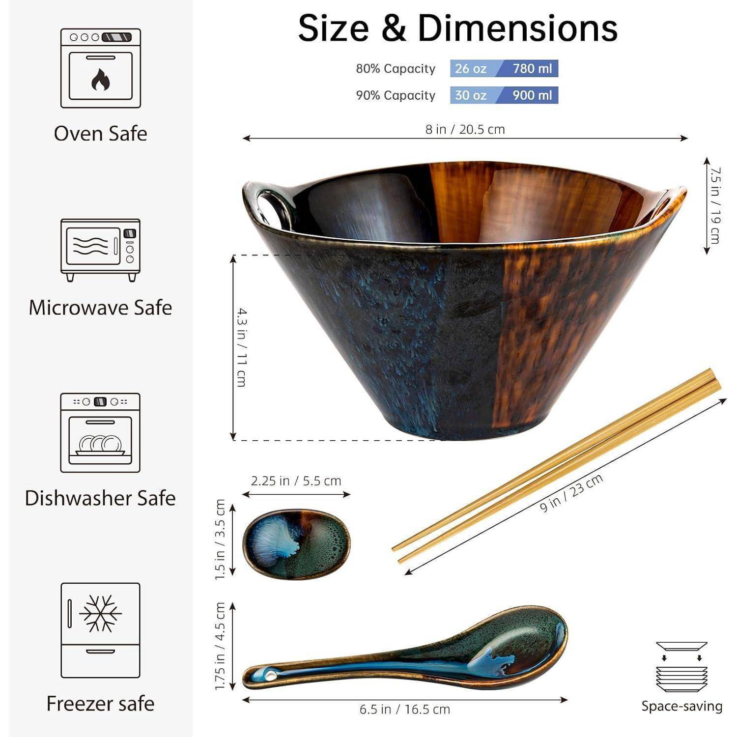 Ramen Schüssel Keramik Set 2er 780ml japanisch 780ml-reaktiv