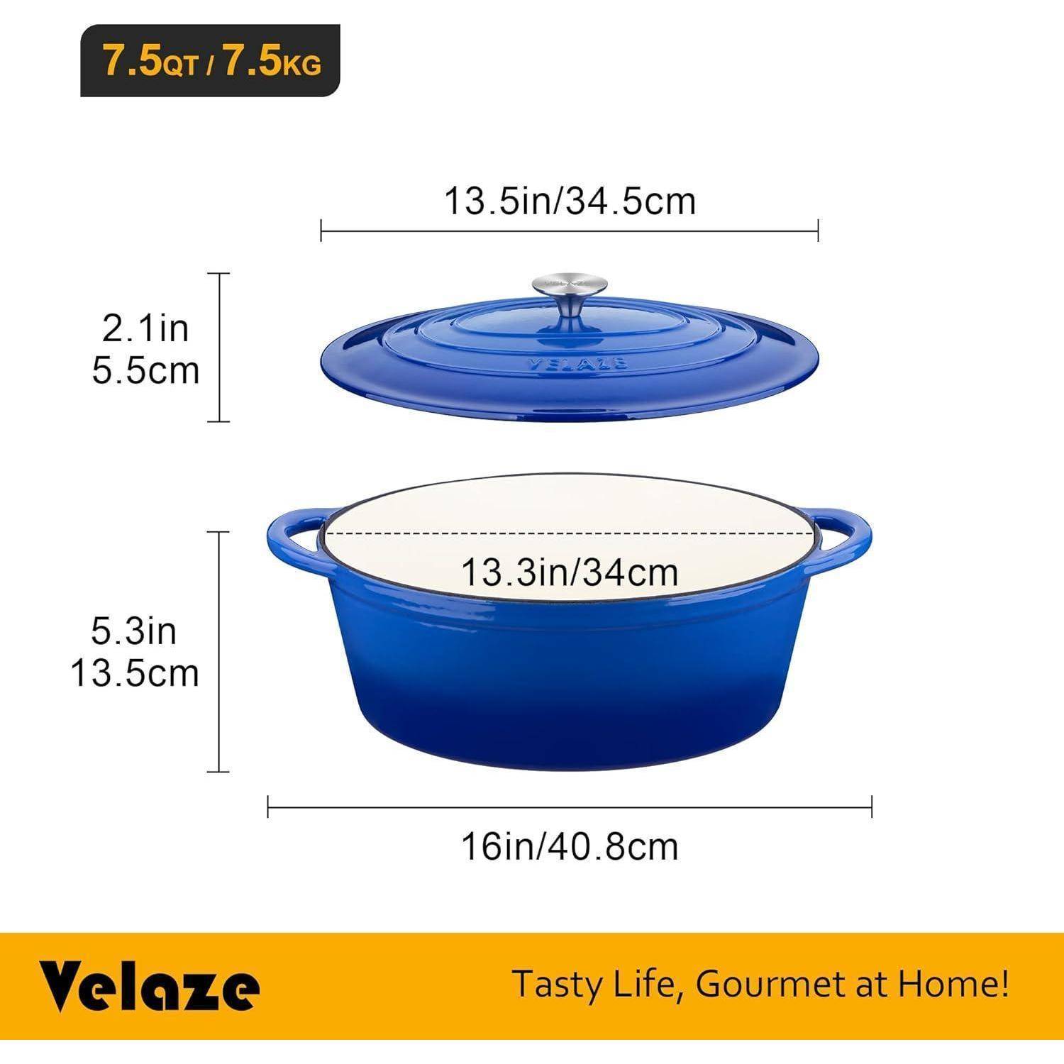 Topf Gusseisen Oval Bräter Blau 7.5 Quart-Y