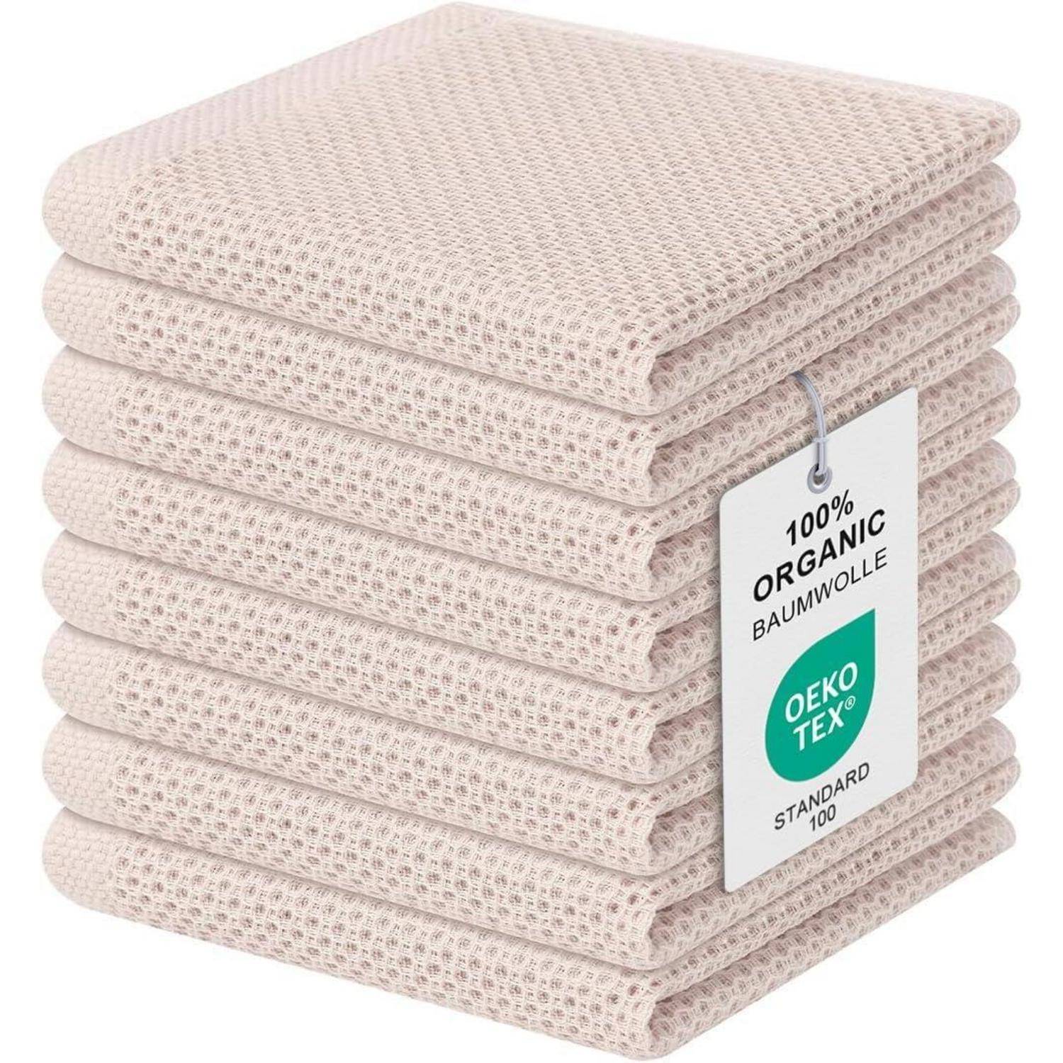Küchenhandtücher Baumwolle 8er Set 30 x 30cm (8 Stück) Beige