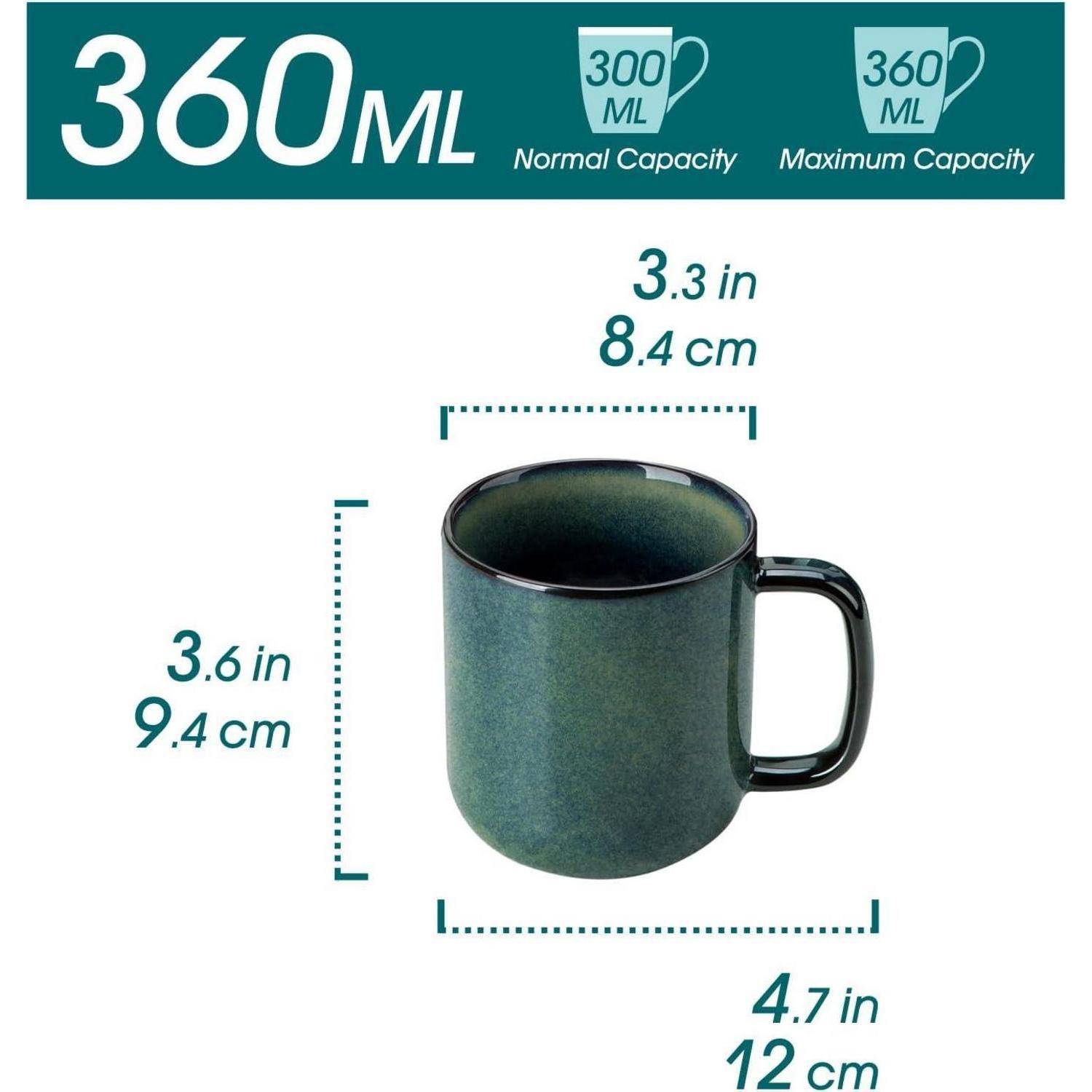Kaffeetassen Steingut 6er 360ml Starry-grün 360ml Becher (6x)