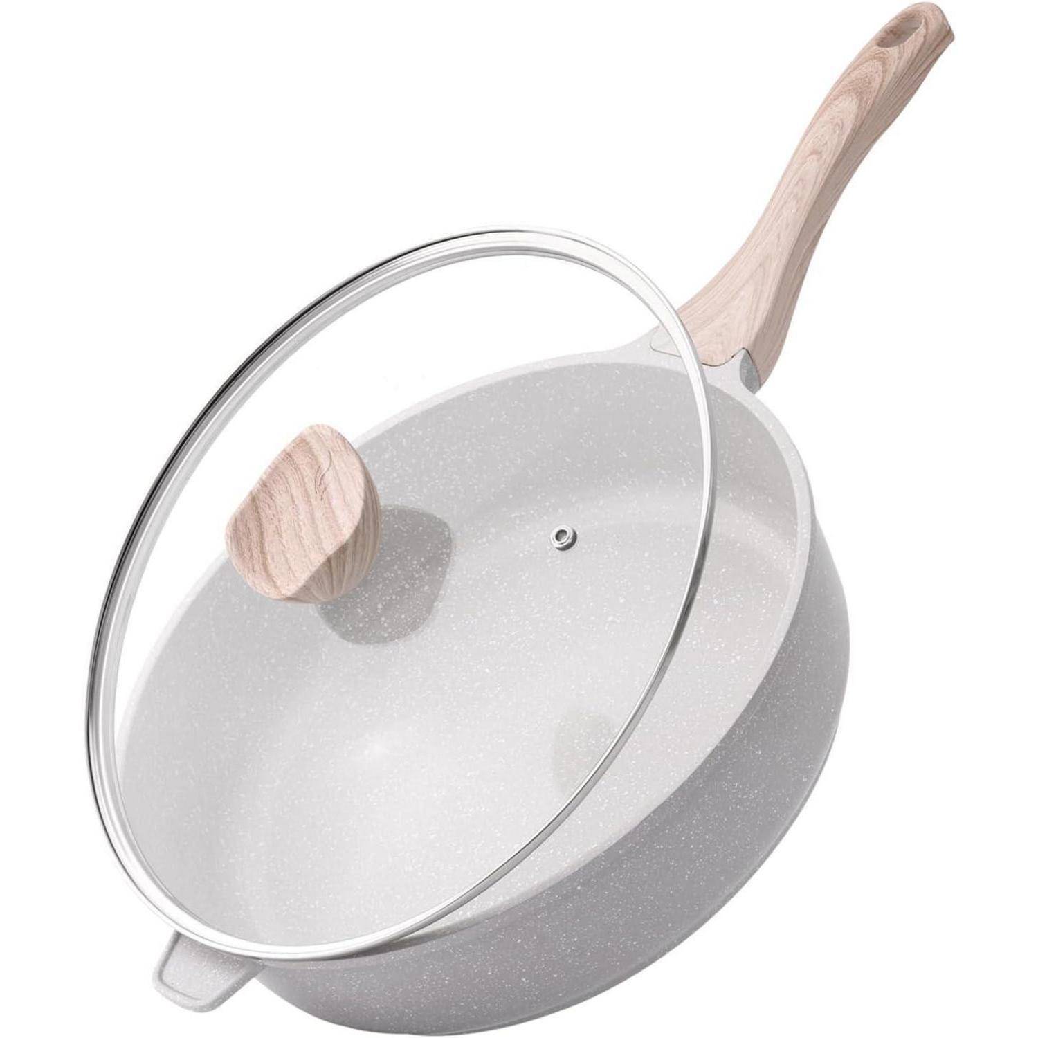 Bratpfanne Keramik Antihaft Induktion PFOAfrei Weiße Keramik 30cm