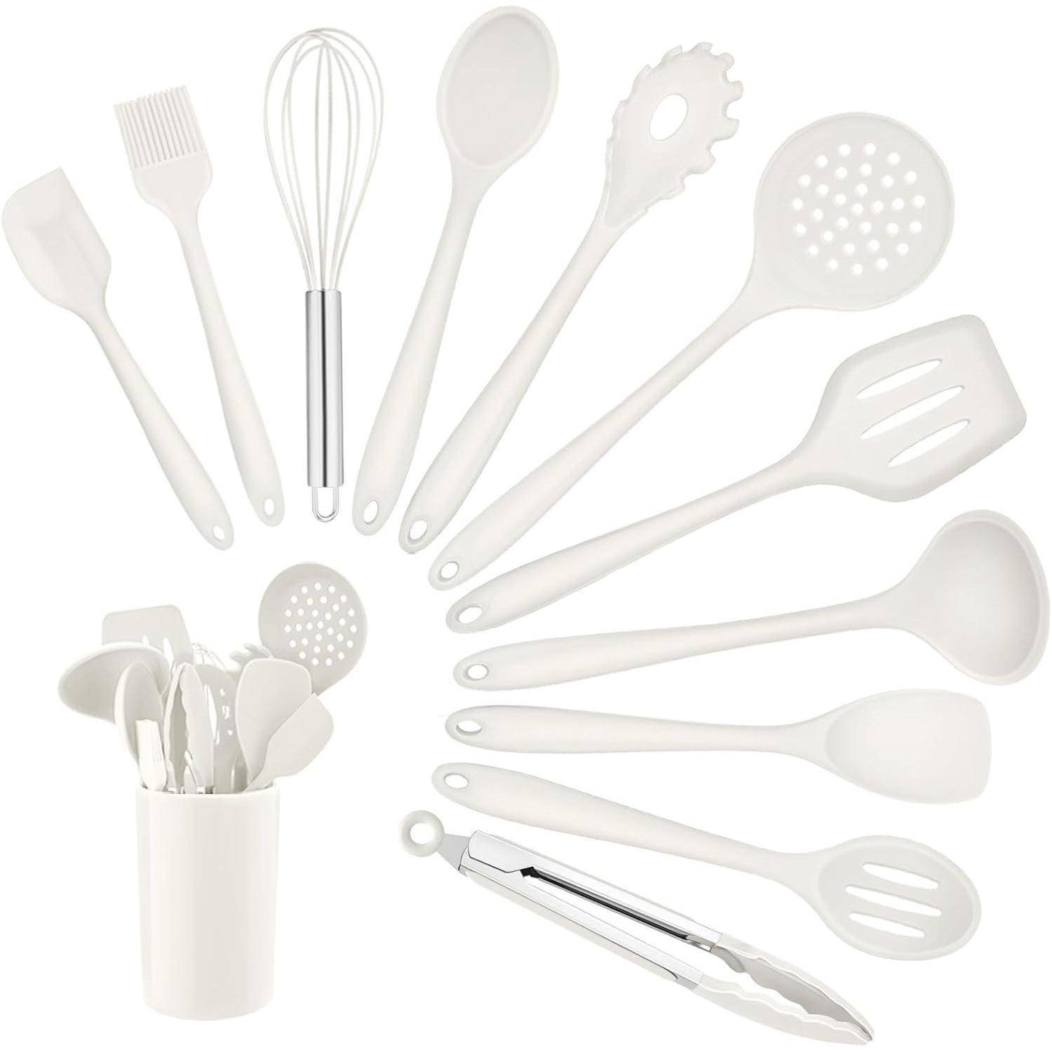 Küchenhelfer Set 12 Silikon Antihaft Kochbesteck Weiß