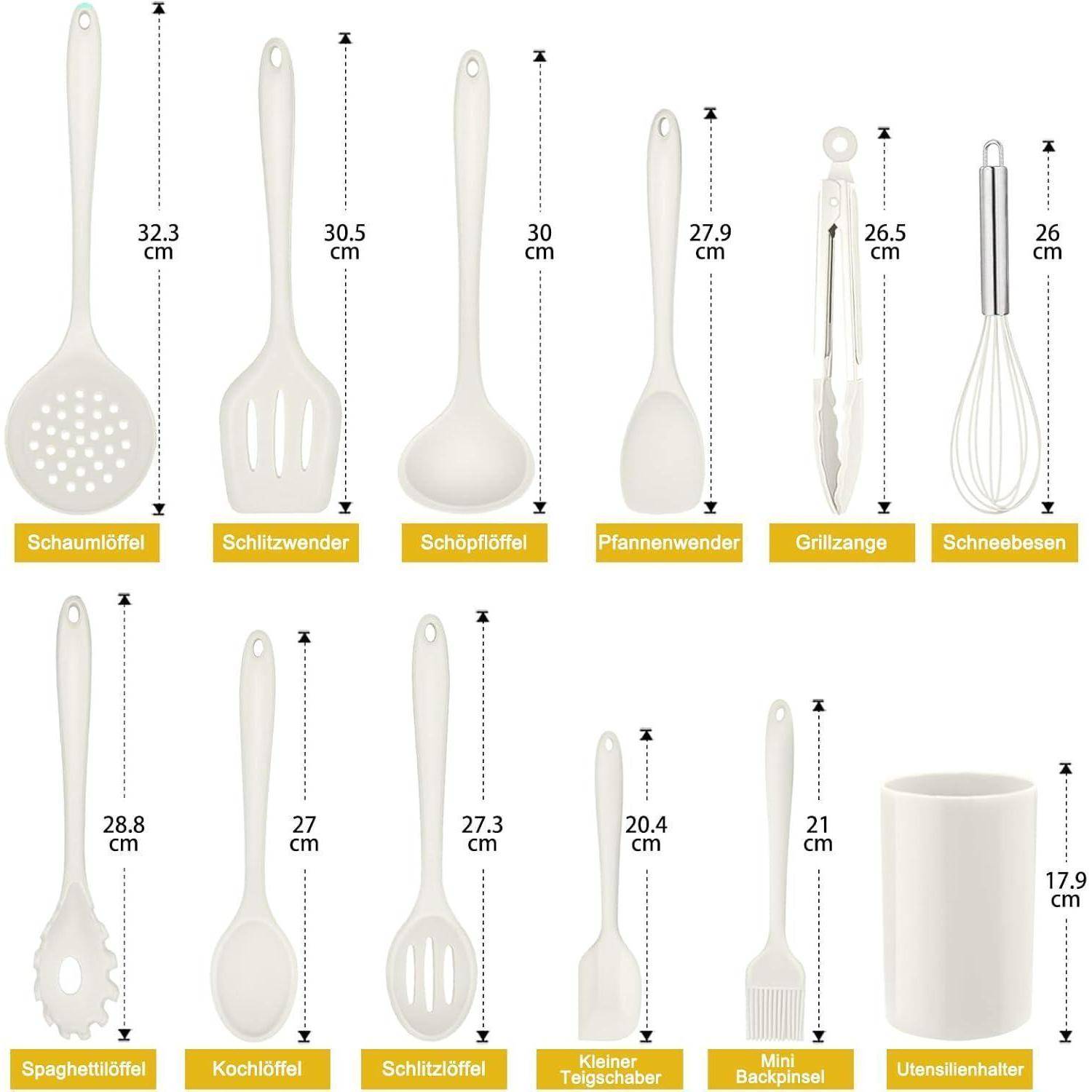 Küchenhelfer Set 12 Silikon Antihaft Kochbesteck Weiß