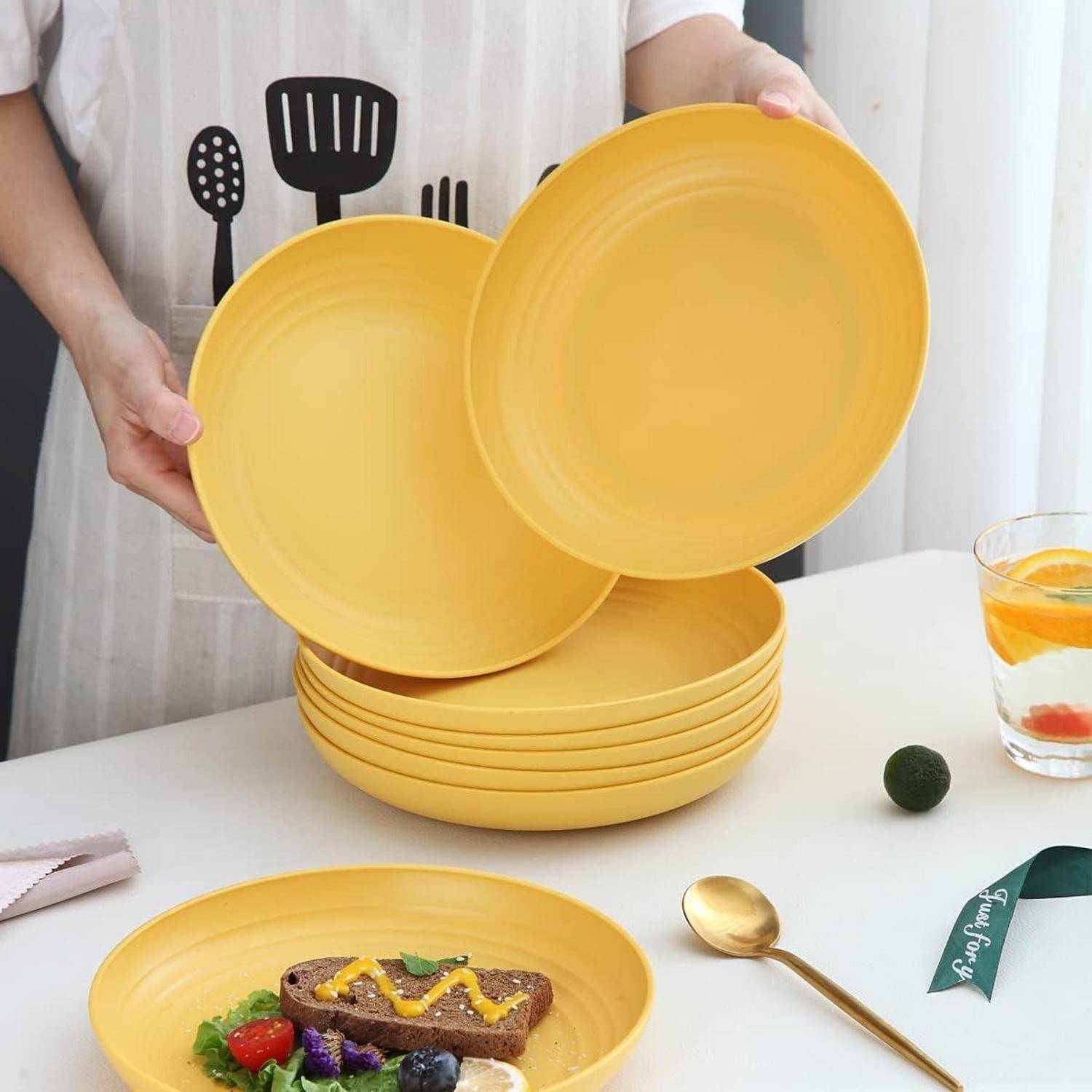 Speiseteller 8er 23cm funzerbrechliche Mikrowelle BPA frei 4. Gelb