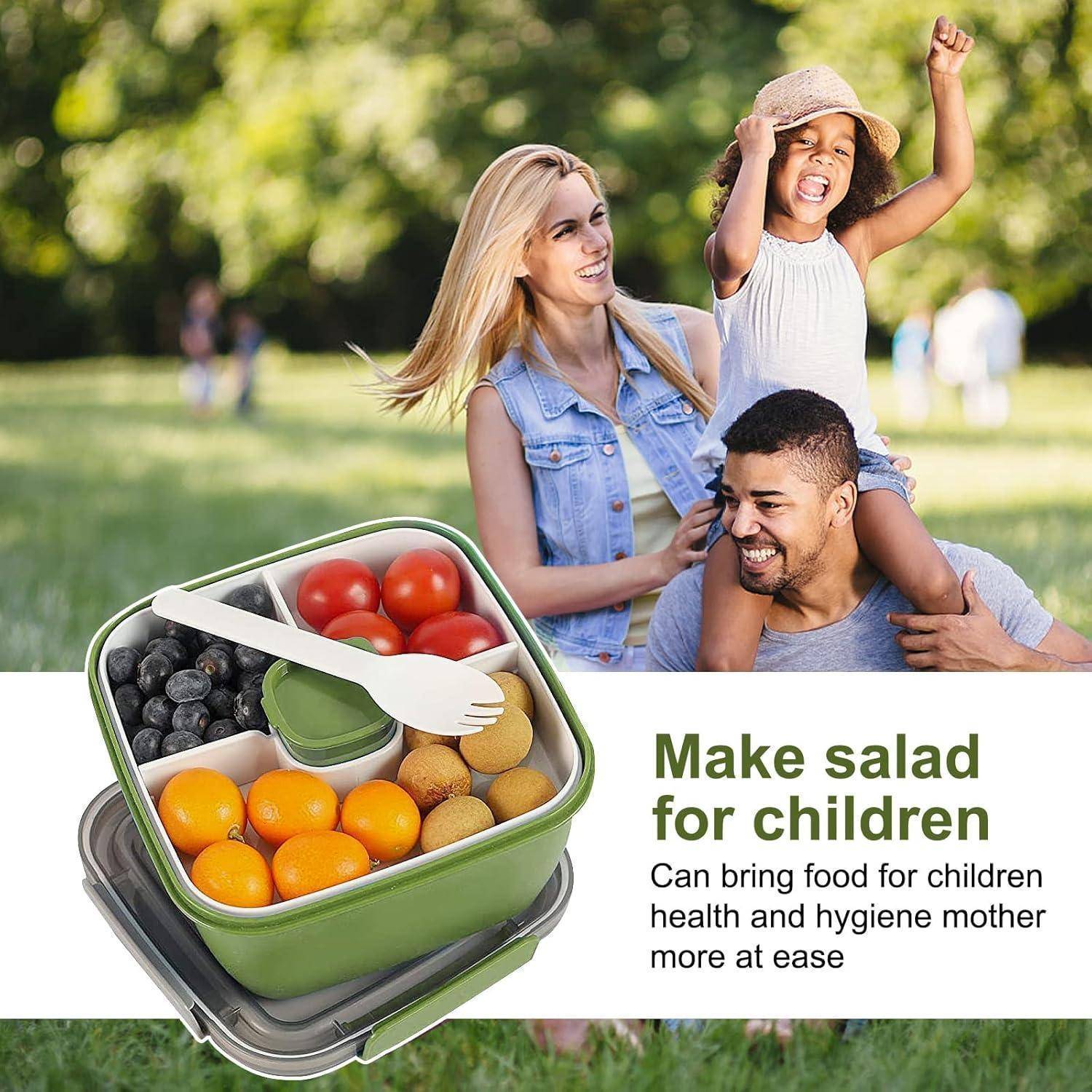 Lunchbox Auslaufsichere Bento 3 Fächer Salatbehälter 1500 ML Armeegrün