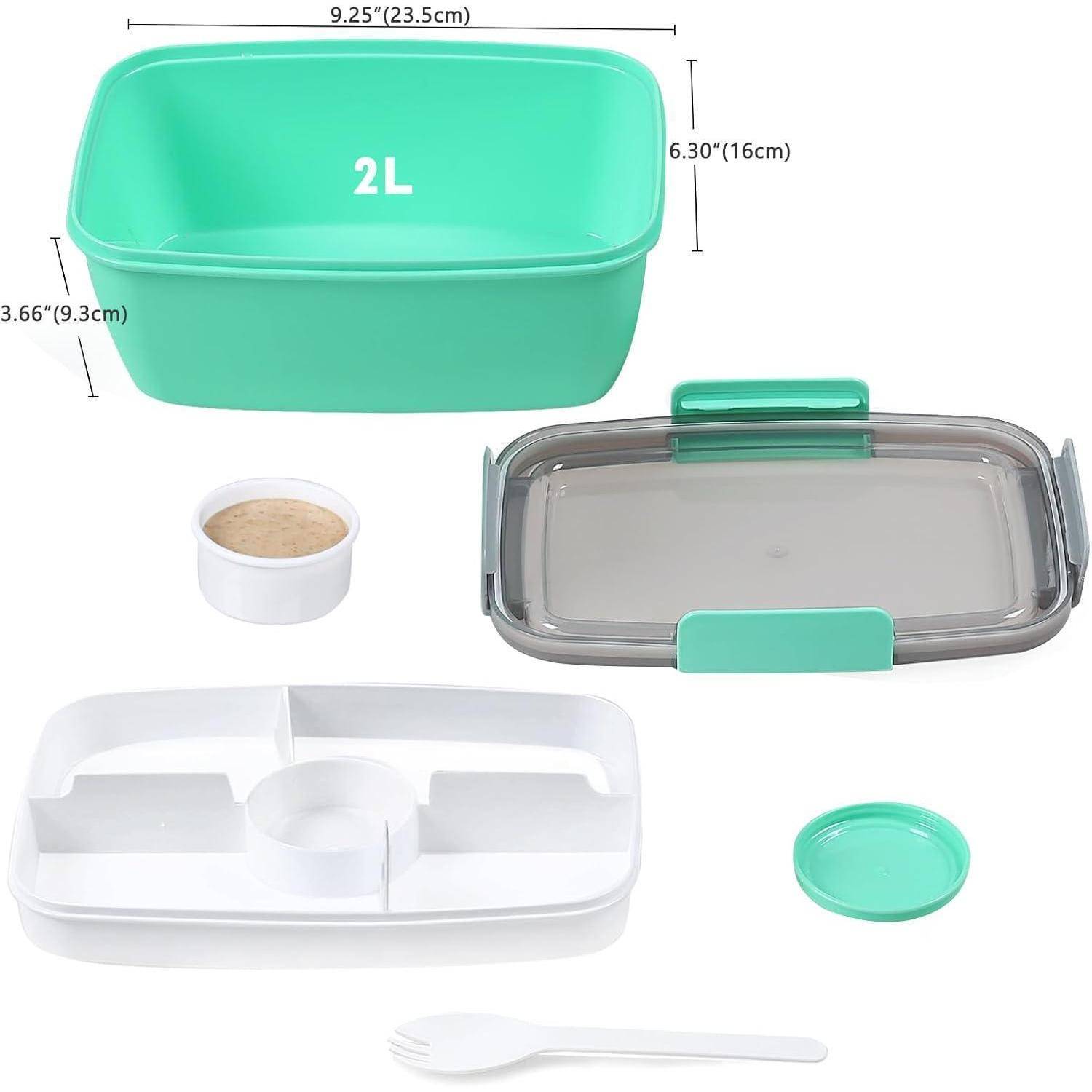 Salatbehälter PP Lunchbox 5 Fächer Auslaufsicher Grün 2000ML Green