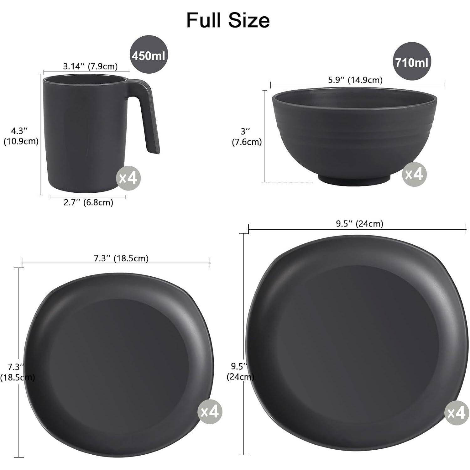 Geschirrset PP 16 Teile Speiseteller Dessertteller 16pcs-quadratisch-2