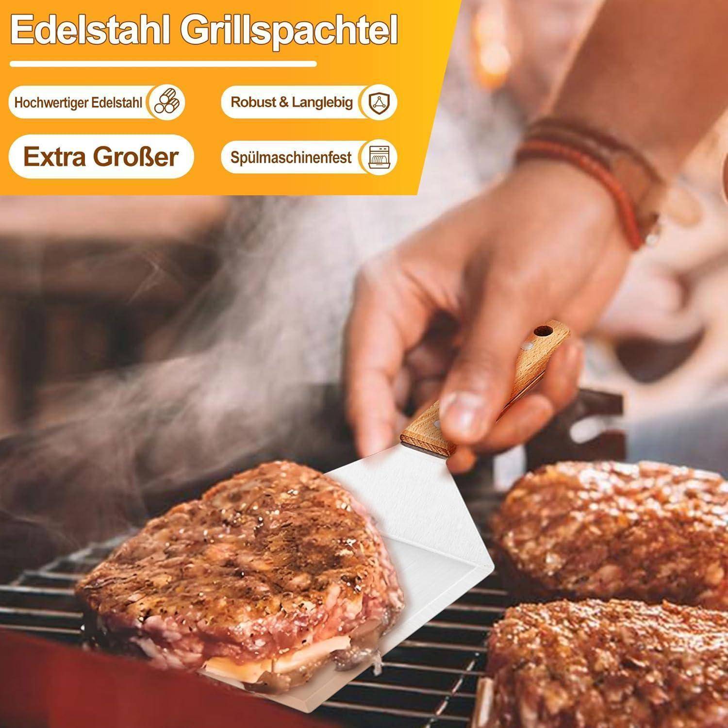 Grillspachtel Edelstahl Holzgriff Grillspachtel 2 Edelstahl-Holzgriff
