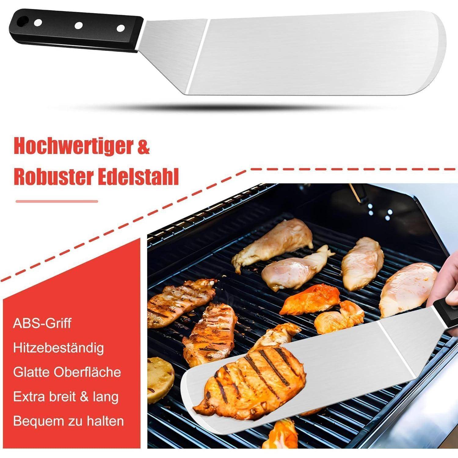 Grillspachtel 3er Set Grillspachtel 3 Edelstahl ABS Kunststoffgriff
