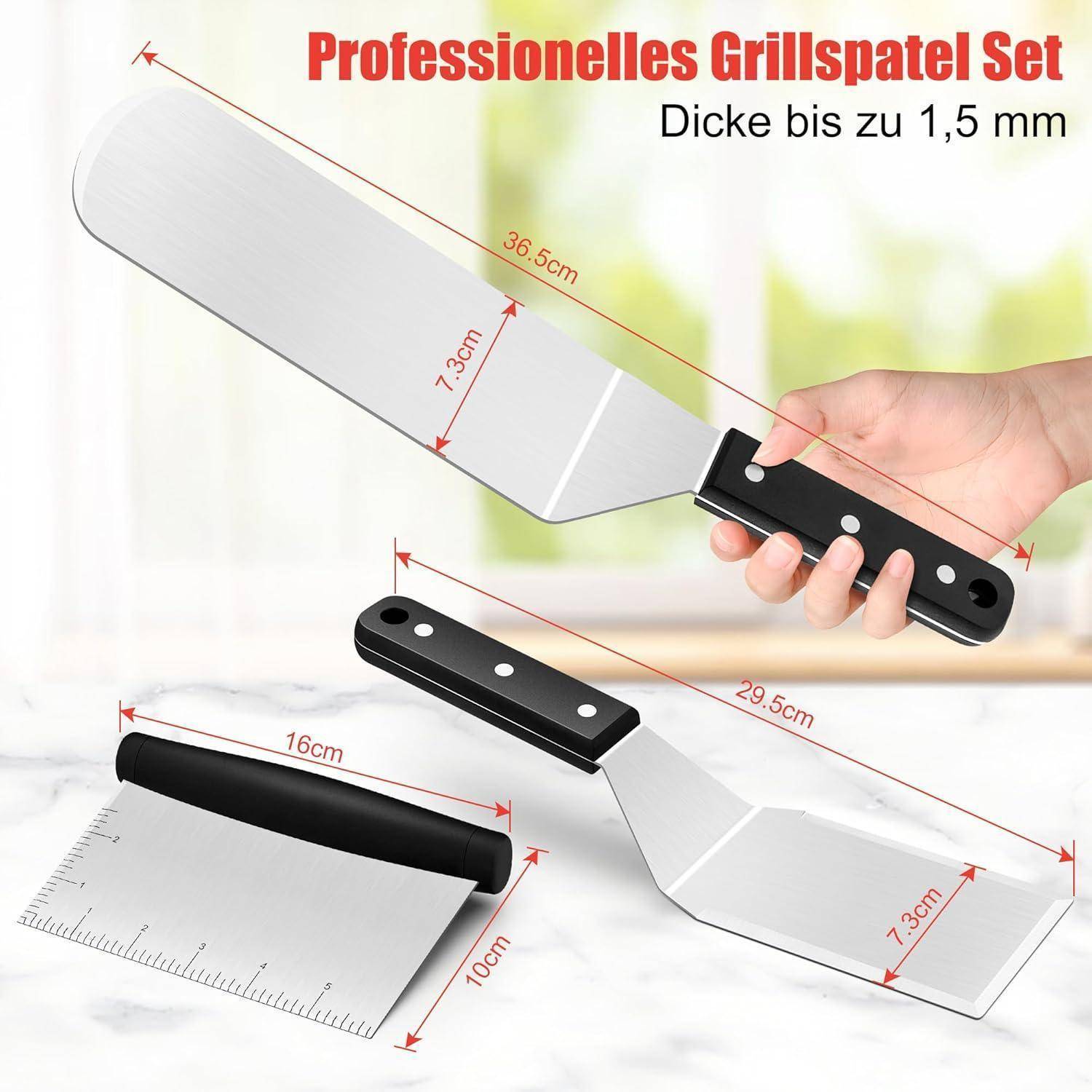 Grillspachtel 3er Set Grillspachtel 3 Edelstahl ABS Kunststoffgriff