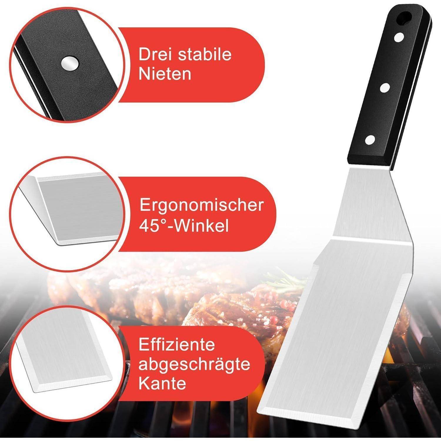 Grillspachtel 3er Set Grillspachtel 3 Edelstahl ABS Kunststoffgriff