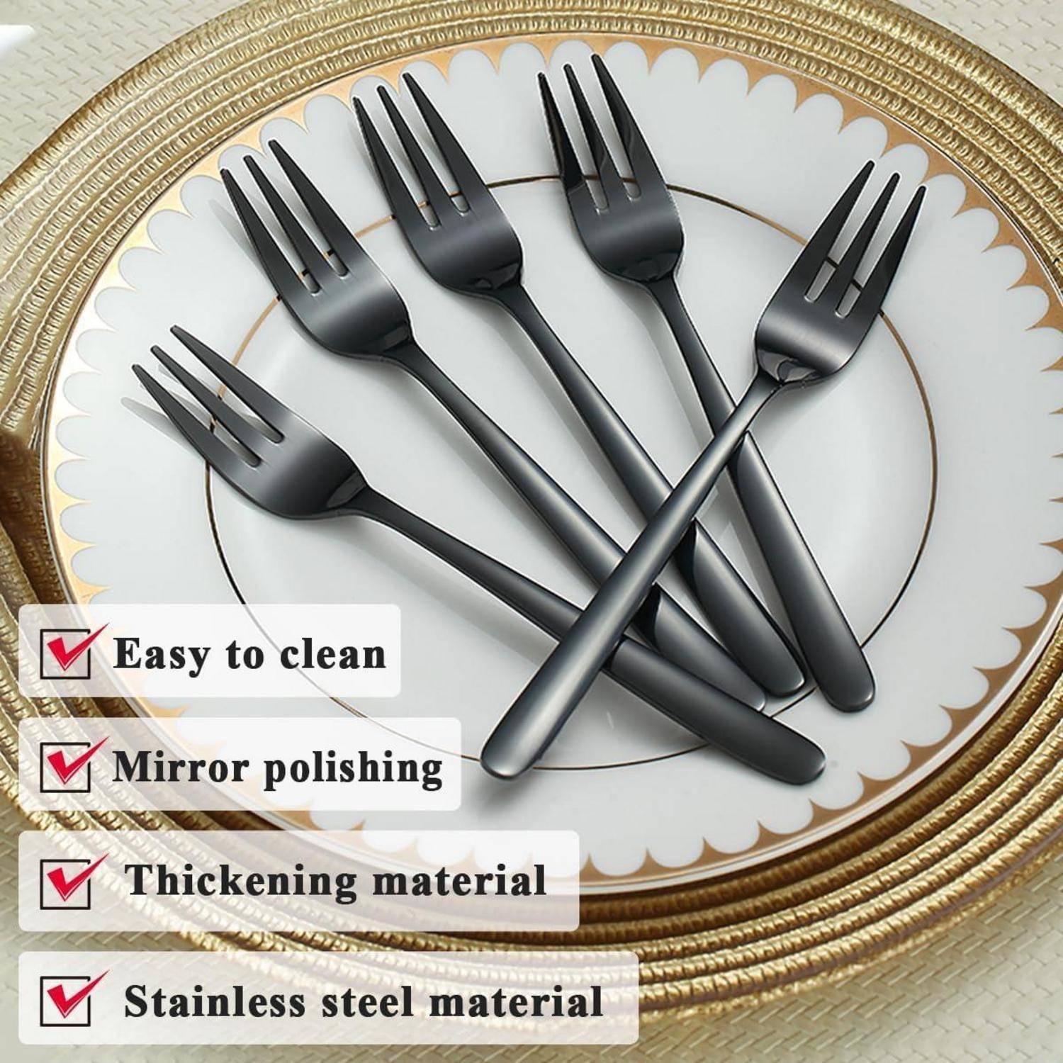 Dessertgabeln schwarz 12er 14cm Edelstahl titanbeschichtet 4 Schwarz