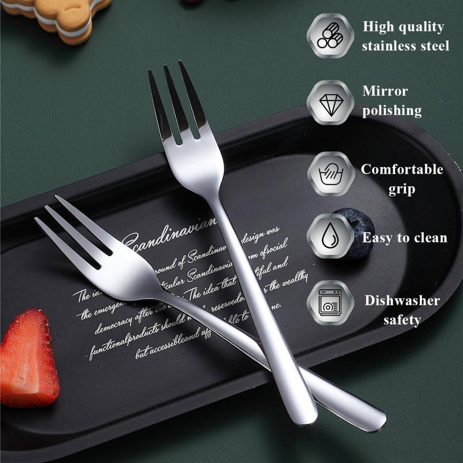 Dessertgabeln 24 Stück 15.6cm Edelstahl spülmaschinenfest 2. Silber.24