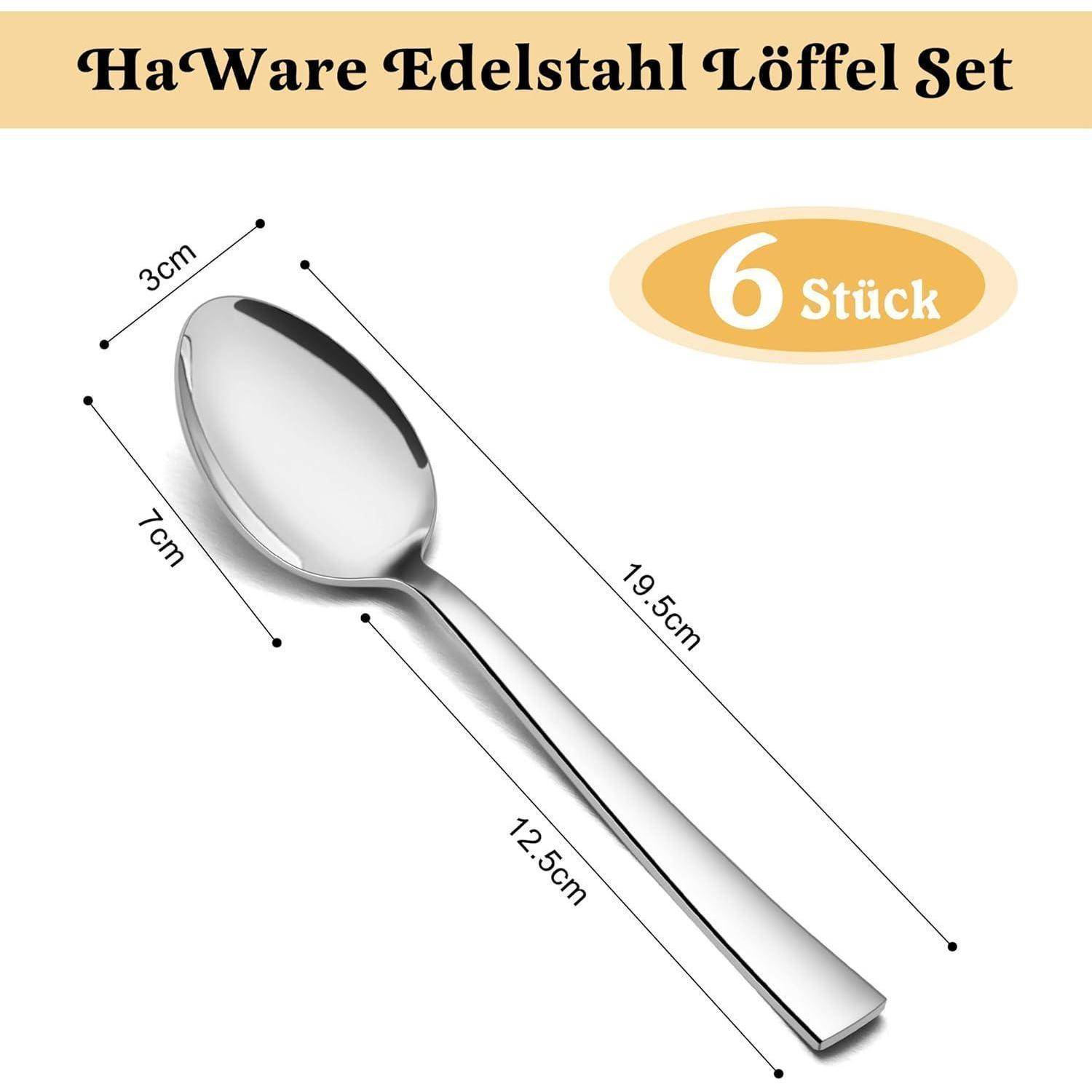 Esslöffel Edelstahl 6er Set Suppenlöffel Quadratischer Griff 6 Stück