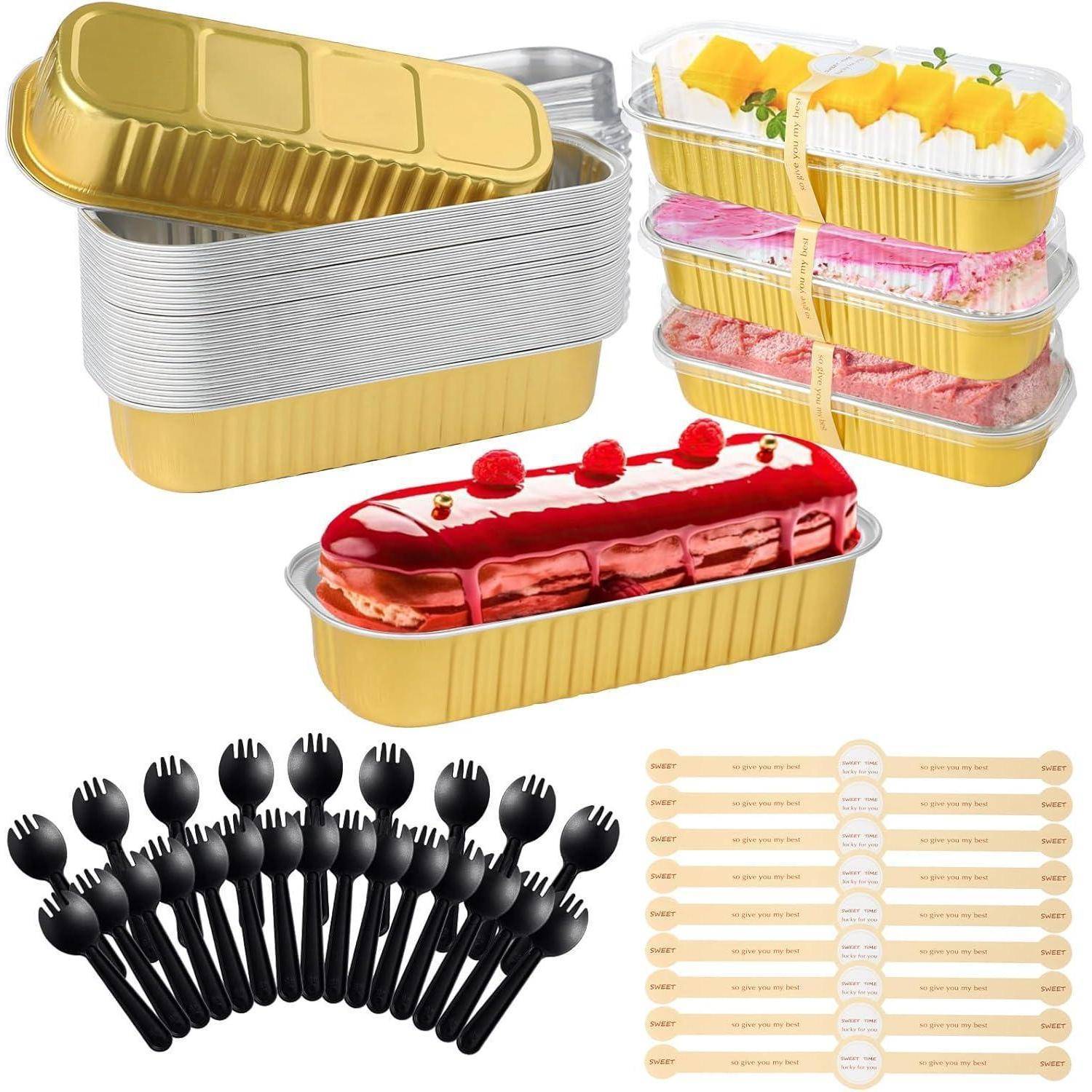 Kuchenform Mini Muffinförmchen Aluminium 30Stk Deckel Gold-30PCS