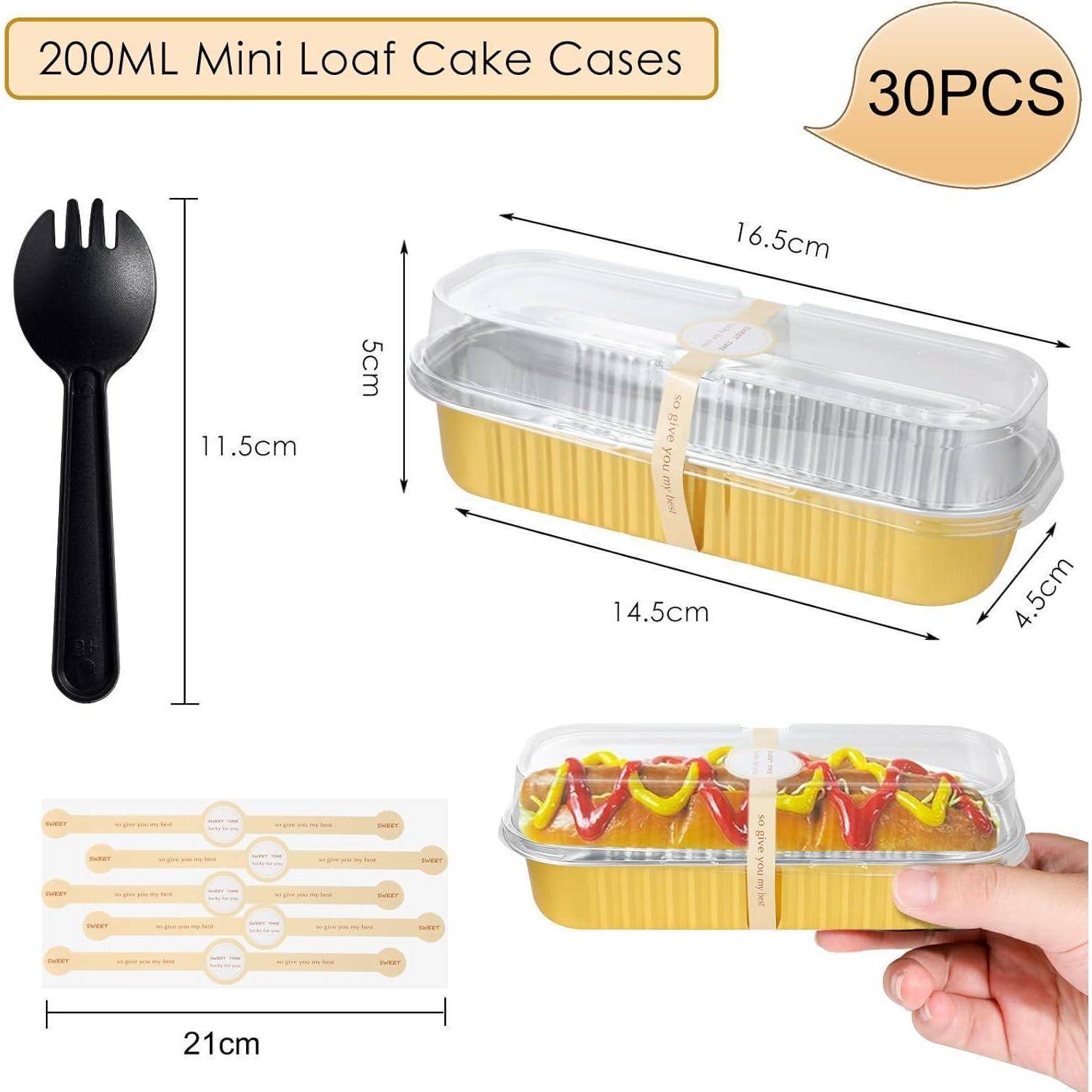 Kuchenform Mini Muffinförmchen Aluminium 30Stk Deckel Gold-30PCS