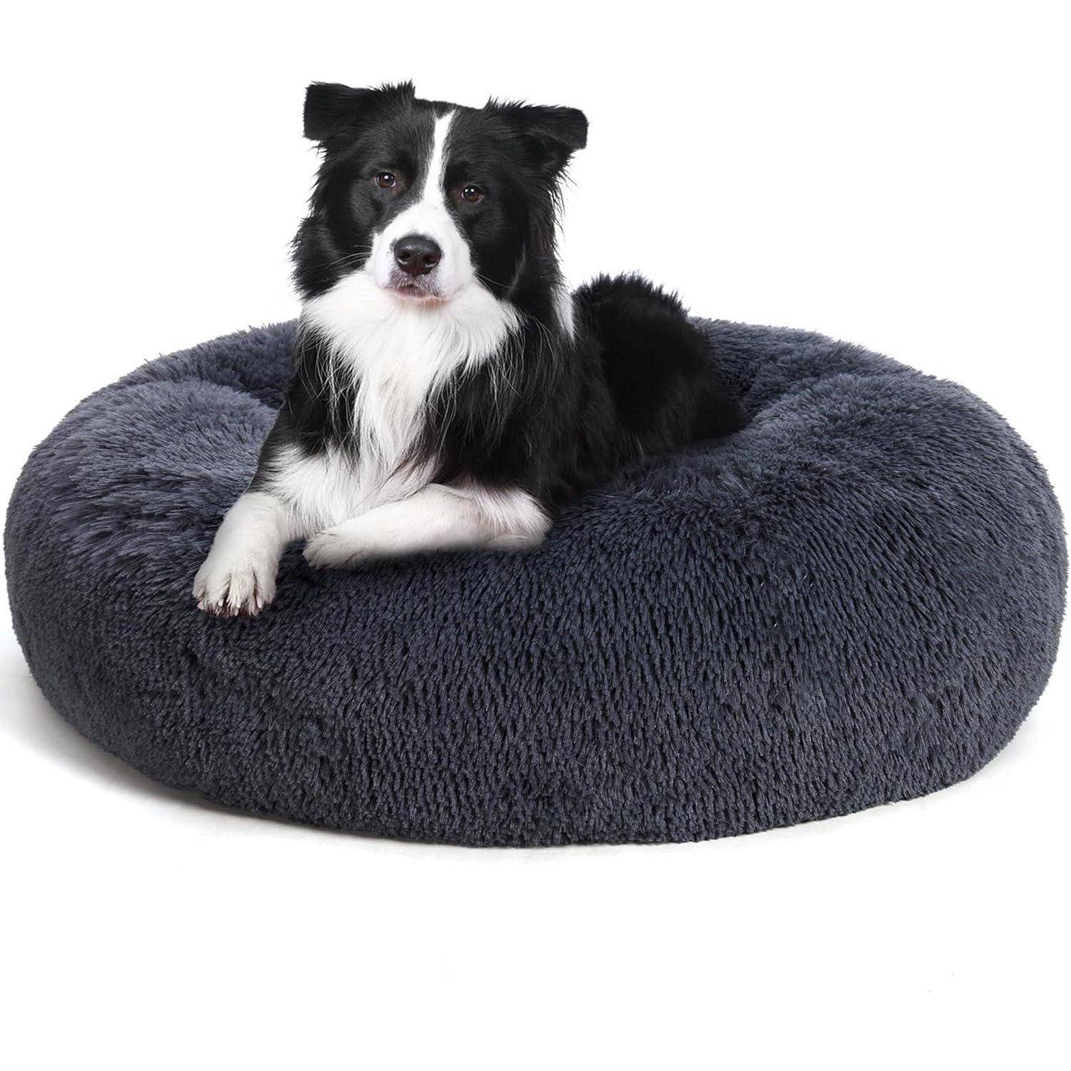 Hundebett orthopädisches rund L 80 x B 80 x H 20 cm Dunkelgrau