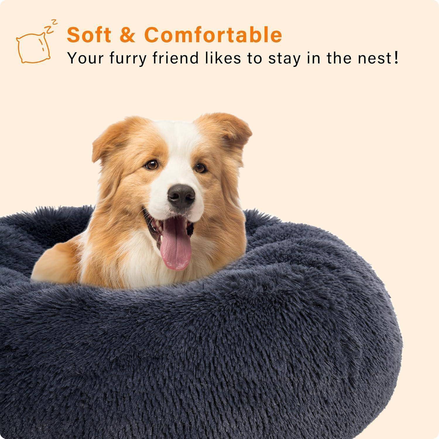 Hundebett orthopädisches rund L 80 x B 80 x H 20 cm Dunkelgrau