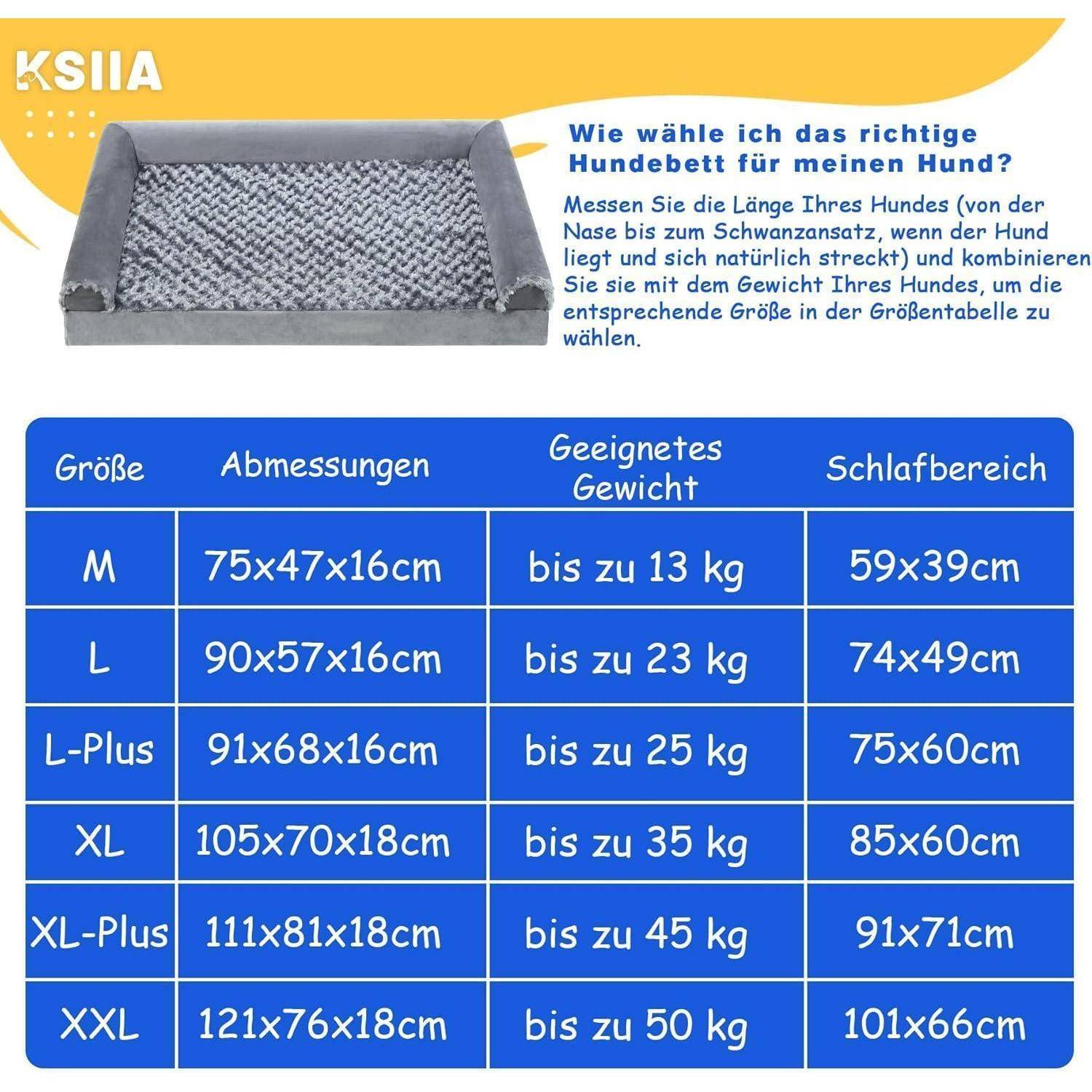 Hundebett orthopädisches 90x57x16cm Grau L 90 x B 57 x H 16 cm
