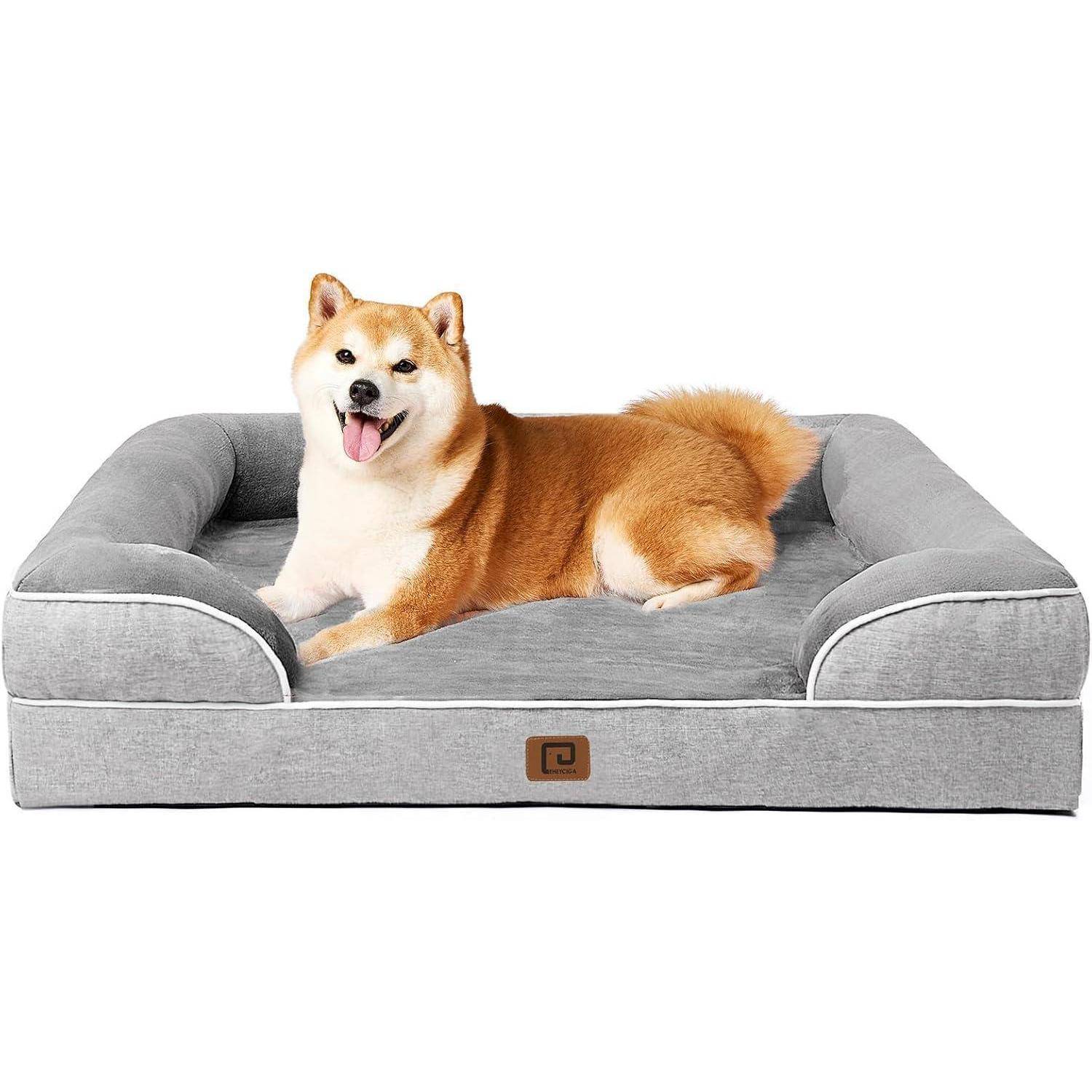 Hundebett Orthopädisch Memoryfoam 91x68 L 91 x B 68 x H 17 cm Grau